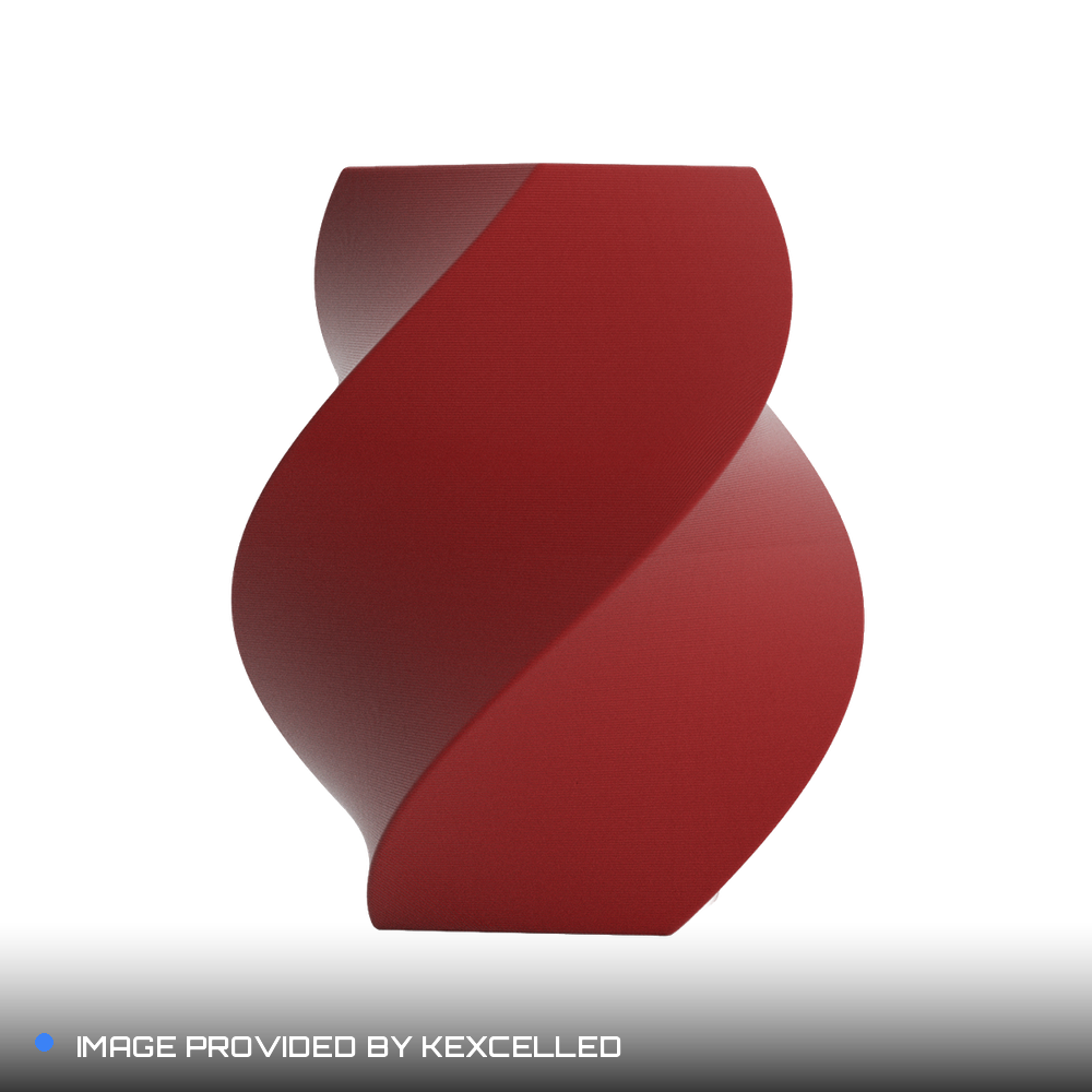 Matte Chelsea Red PLA V4 printed sample, image provided by Kexcelled