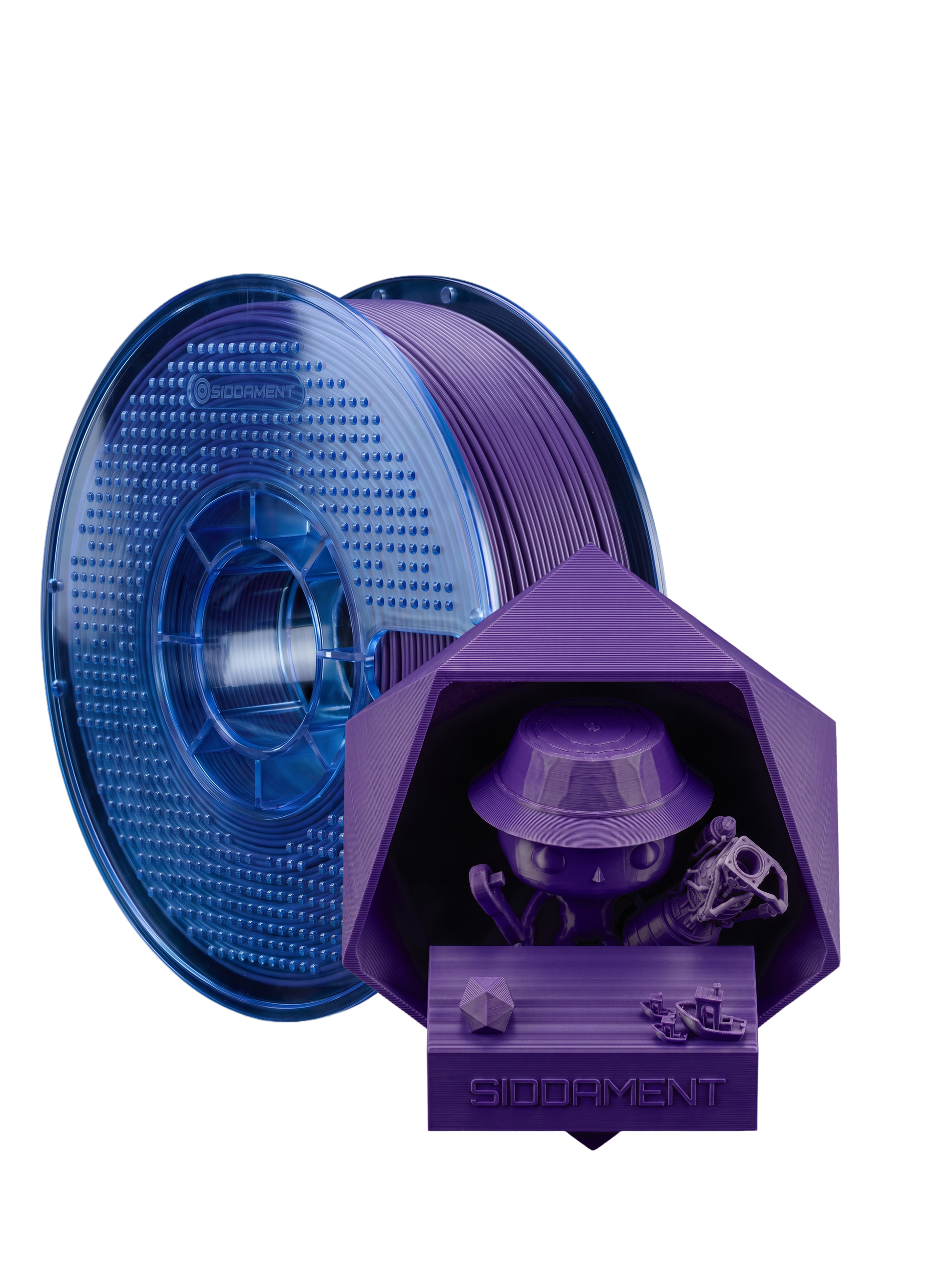Matte Cosmic Grape PETG V2 spool with 3D printed parts