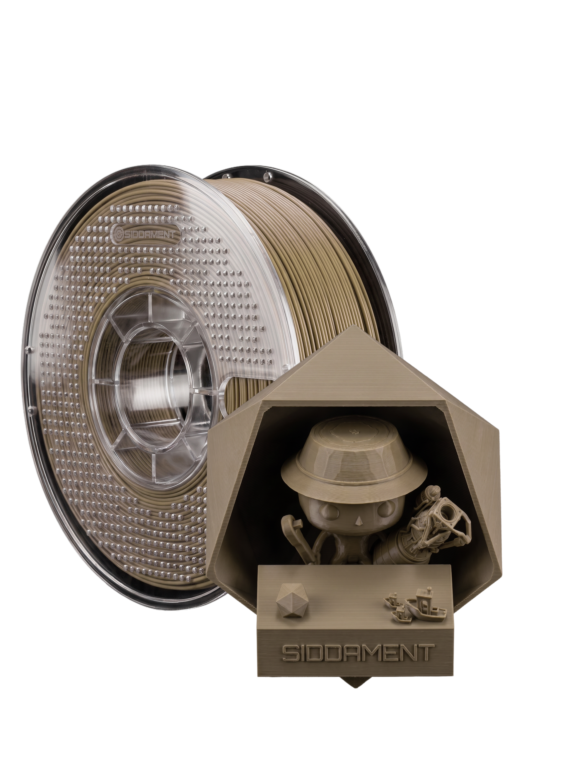 Matte Desert Tan ASA V2 1.75mm 1kg filament and printed parts
