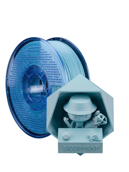 Matte Frost Cyan PETG V2 spool with 3D printed parts