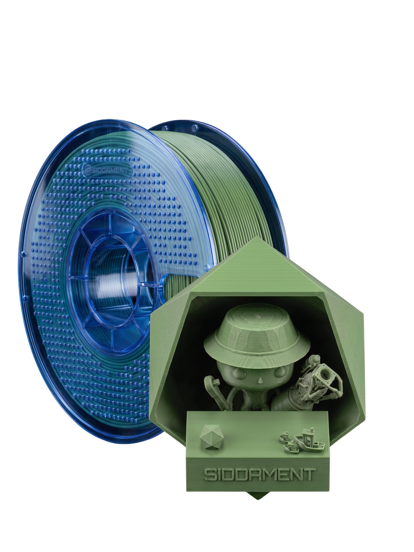 Matte Green PETG V2 spool with 3D printed parts