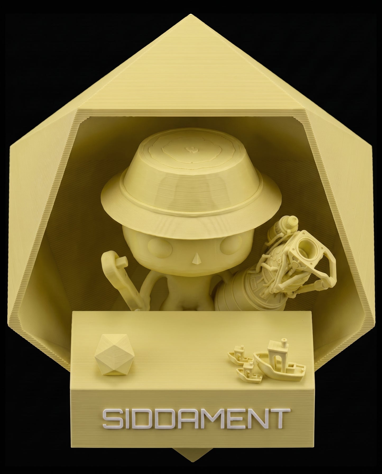 Matte Hot Yellow PLA V4, printed SIDDAMENT figure