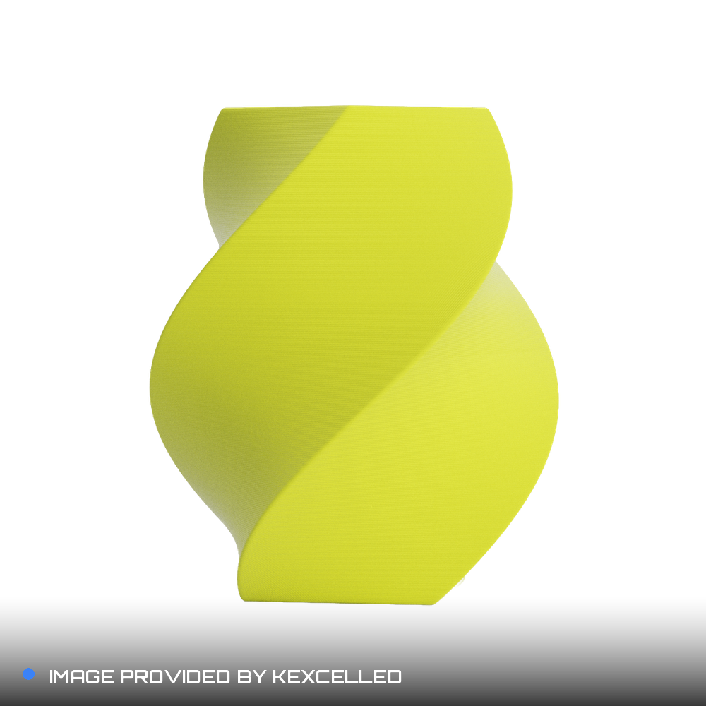 Matte Hot Yellow PLA V4 printed sample, image provided by Kexcelled