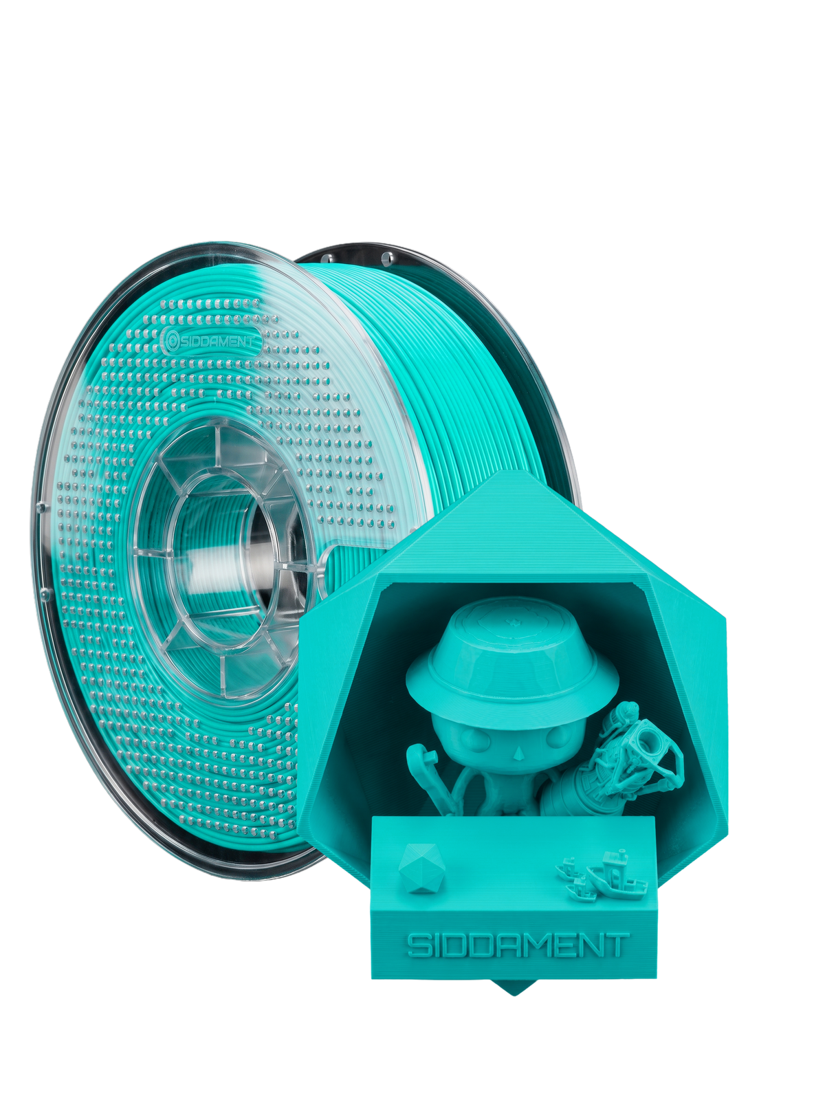 Matte Ice Blue PLA  V2 1.75mm 1kg filament and printed parts