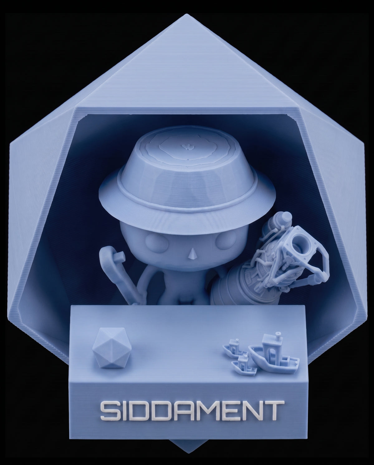 Matte Ice Blue PLA V4, printed SIDDAMENT figure