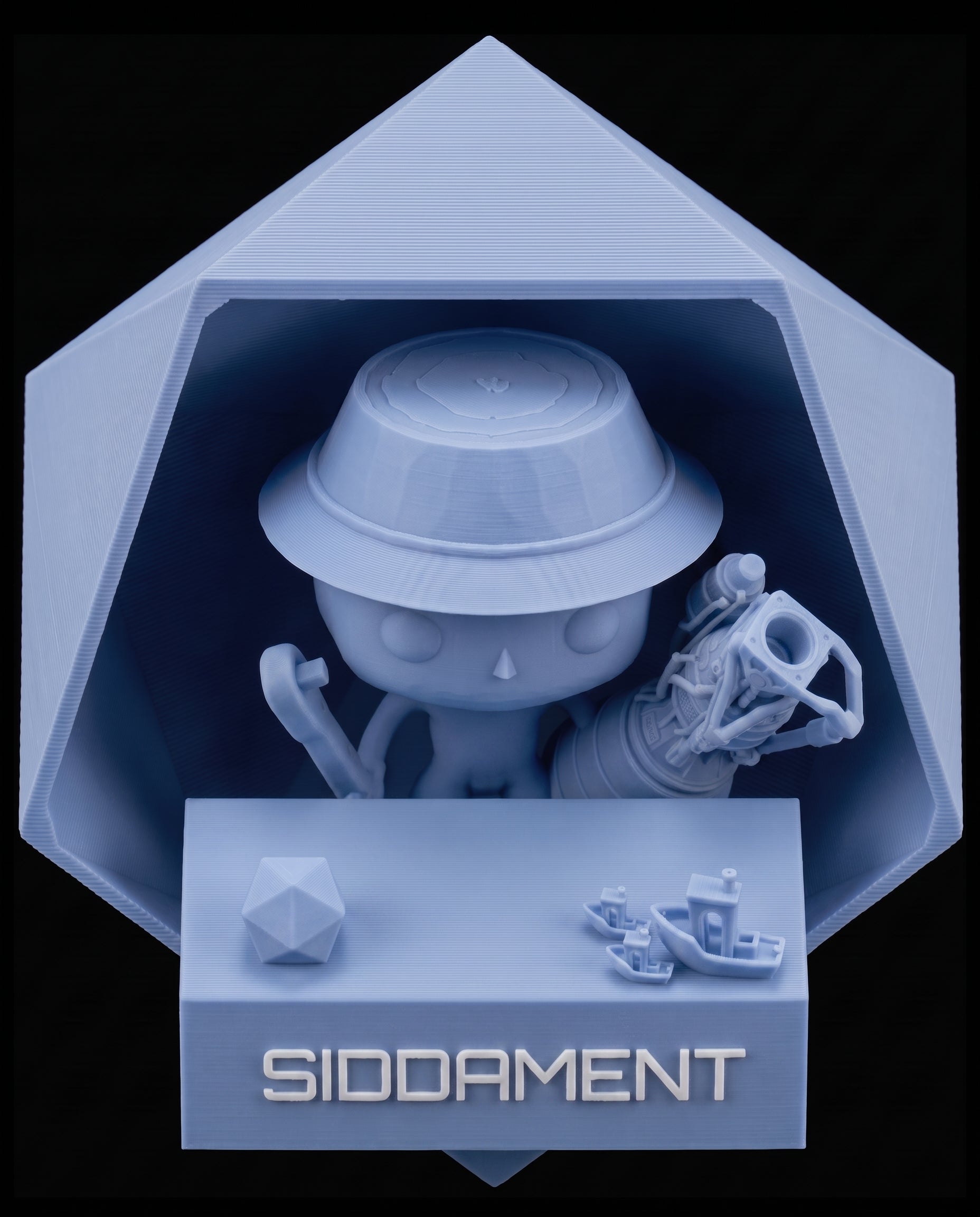 Matte Ice Blue PLA V4, printed SIDDAMENT figure