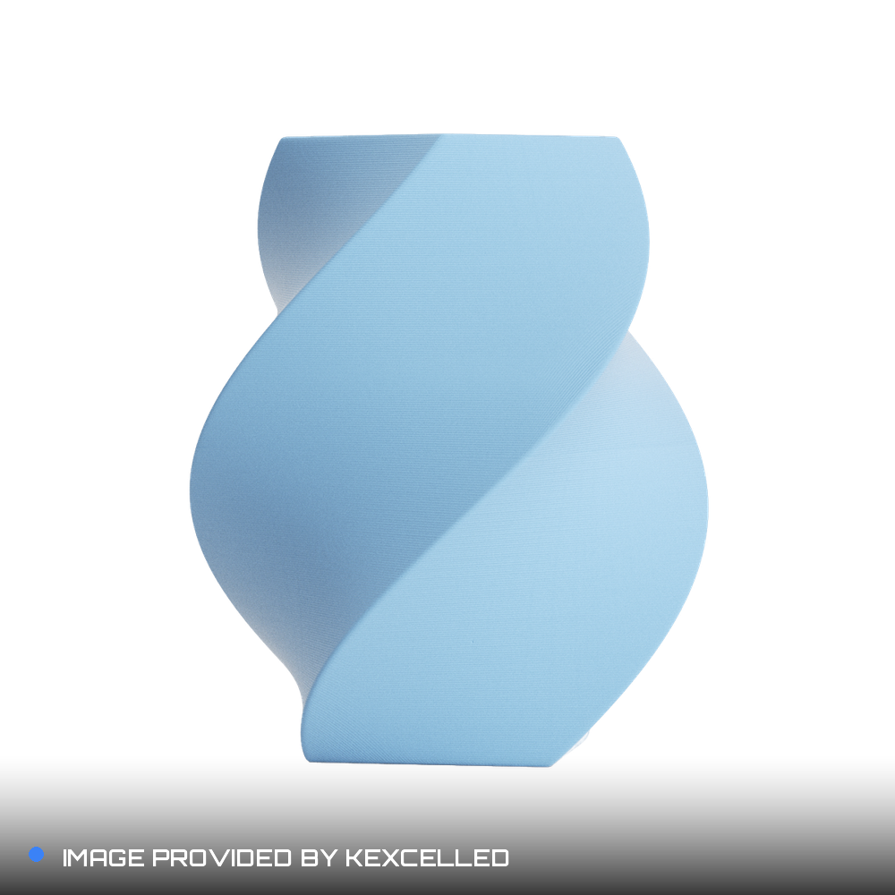 Matte Ice Blue PLA V4 printed sample, image provided by Kexcelled