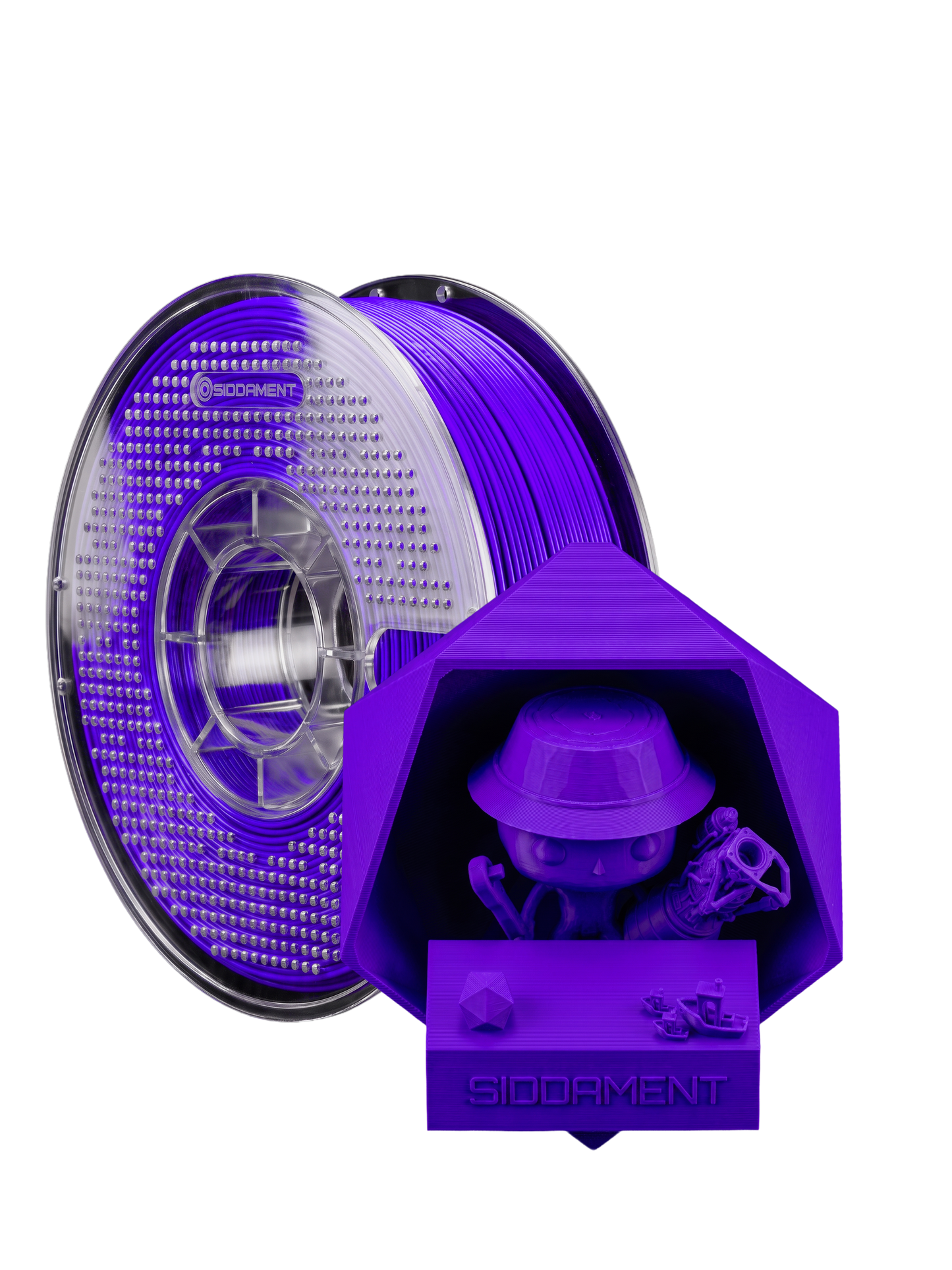 Matte Indigo Blue PLA V2 1.75mm 1kg filament and printed parts