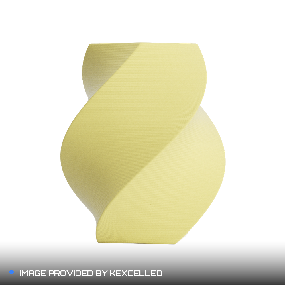 Matte Light Yellow PLA V4 printed sample, image provided by Kexcelled
