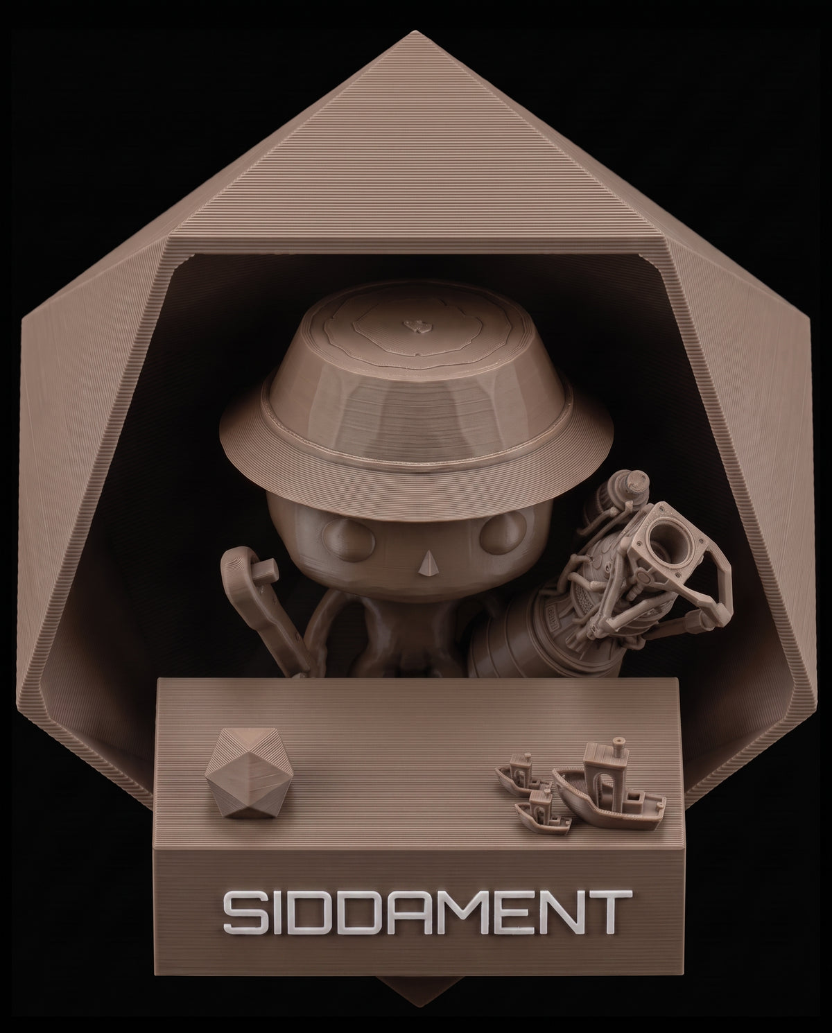 Matte Malt Clay PLA V4, printed SIDDAMENT figure