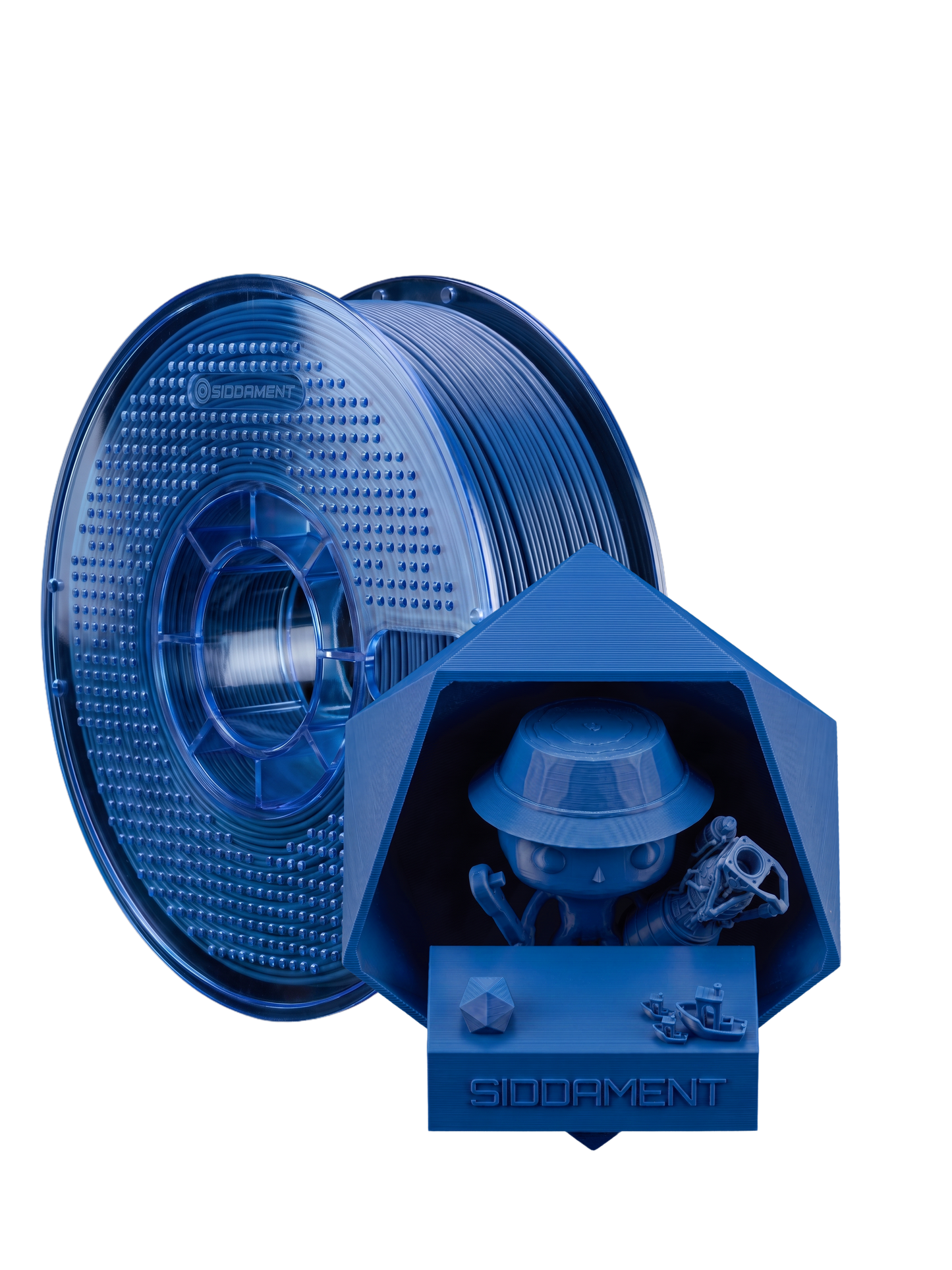 Matte Mega Blue PETG V2 spool with 3D printed parts