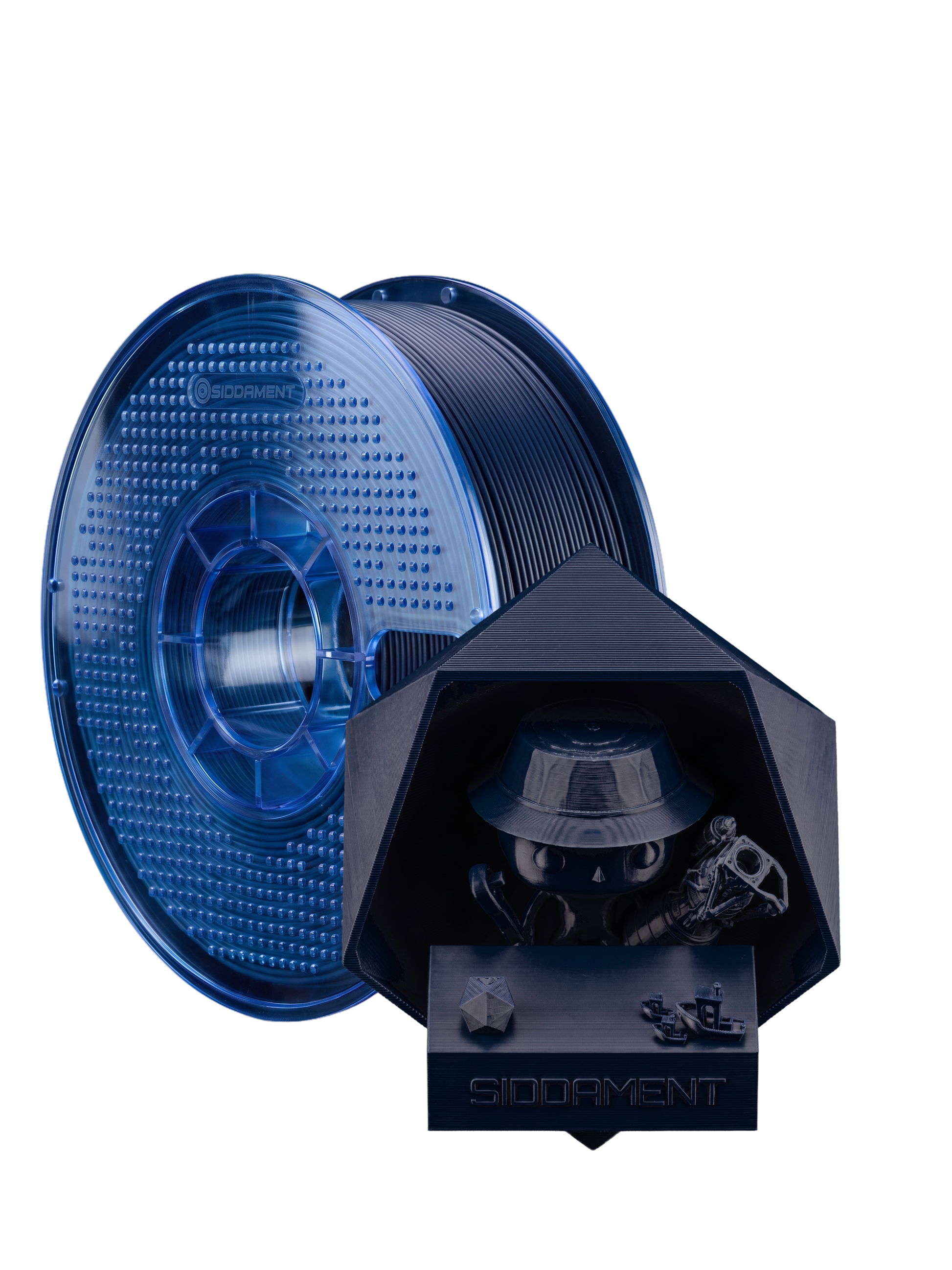 Matte Navy PETG V2 spool with 3D printed parts