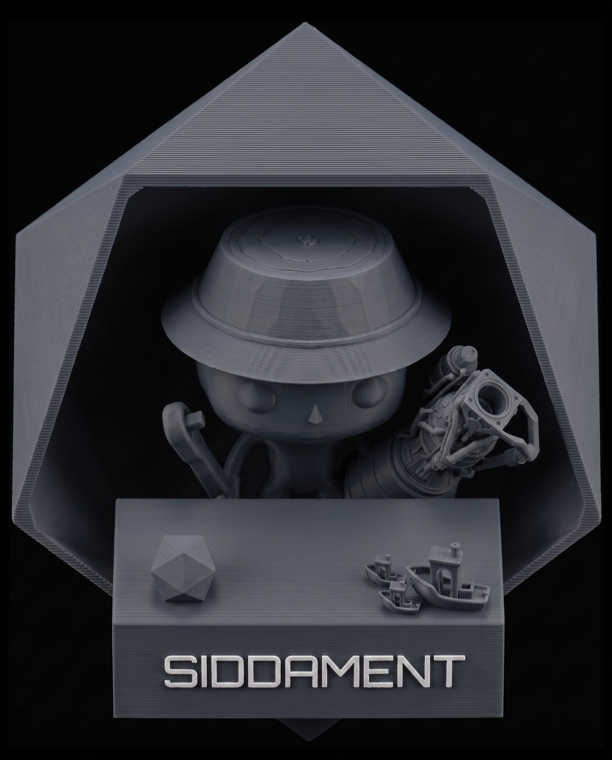 Matte Navy PLA V4, printed SIDDAMENT figure