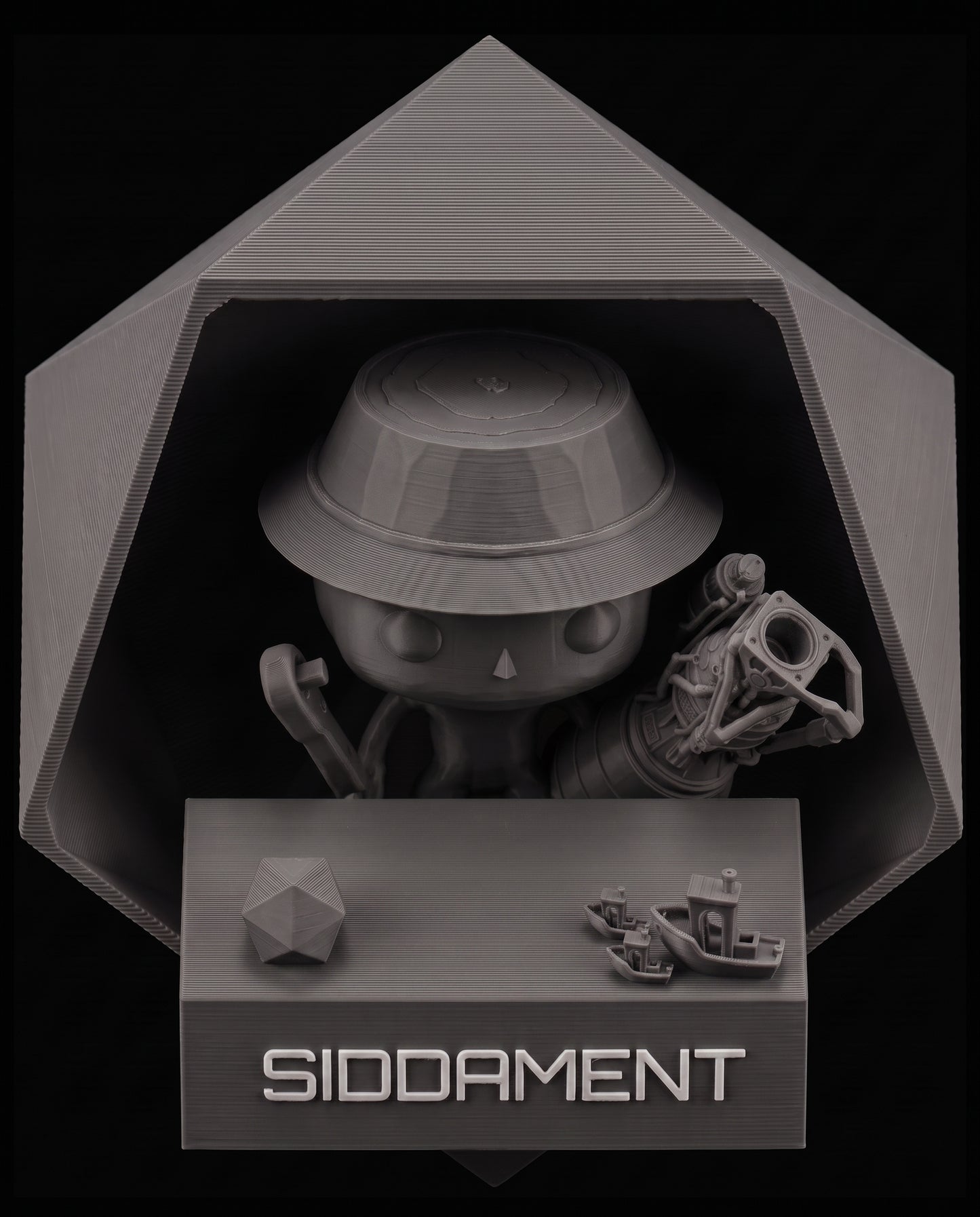 Matte Nightstone Black PLA V4, printed SIDDAMENT figure