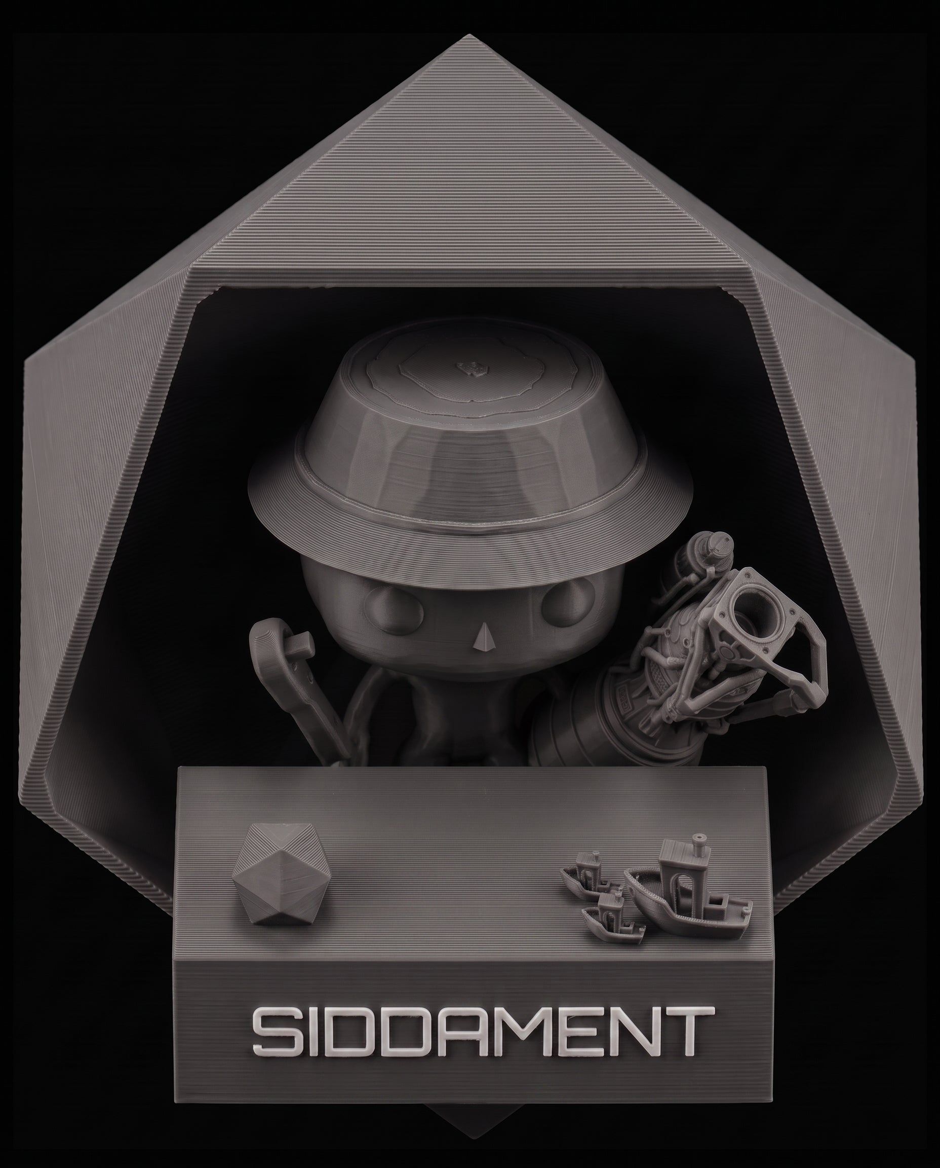 Matte Nightstone Black PLA V4, printed SIDDAMENT figure