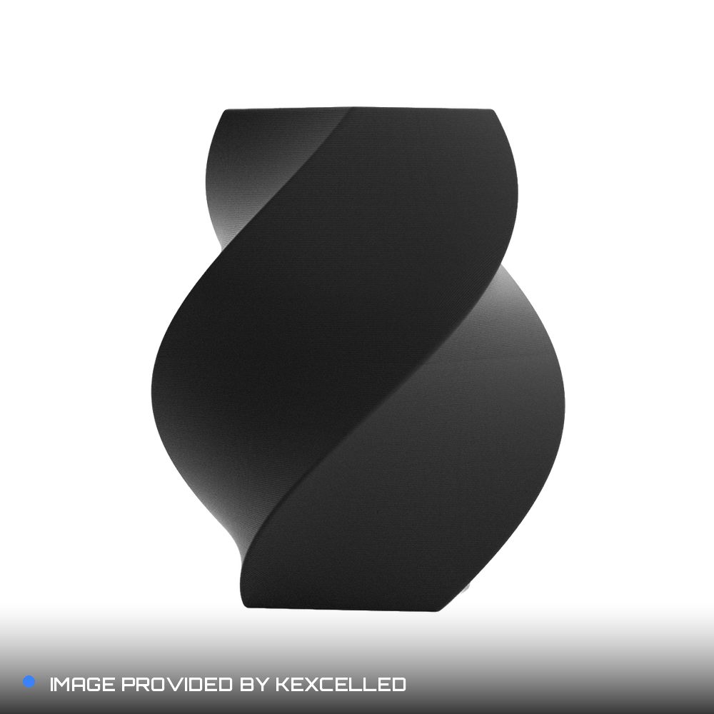 Matte Nightstone Black PLA V4 printed sample, image provided by Kexcelled