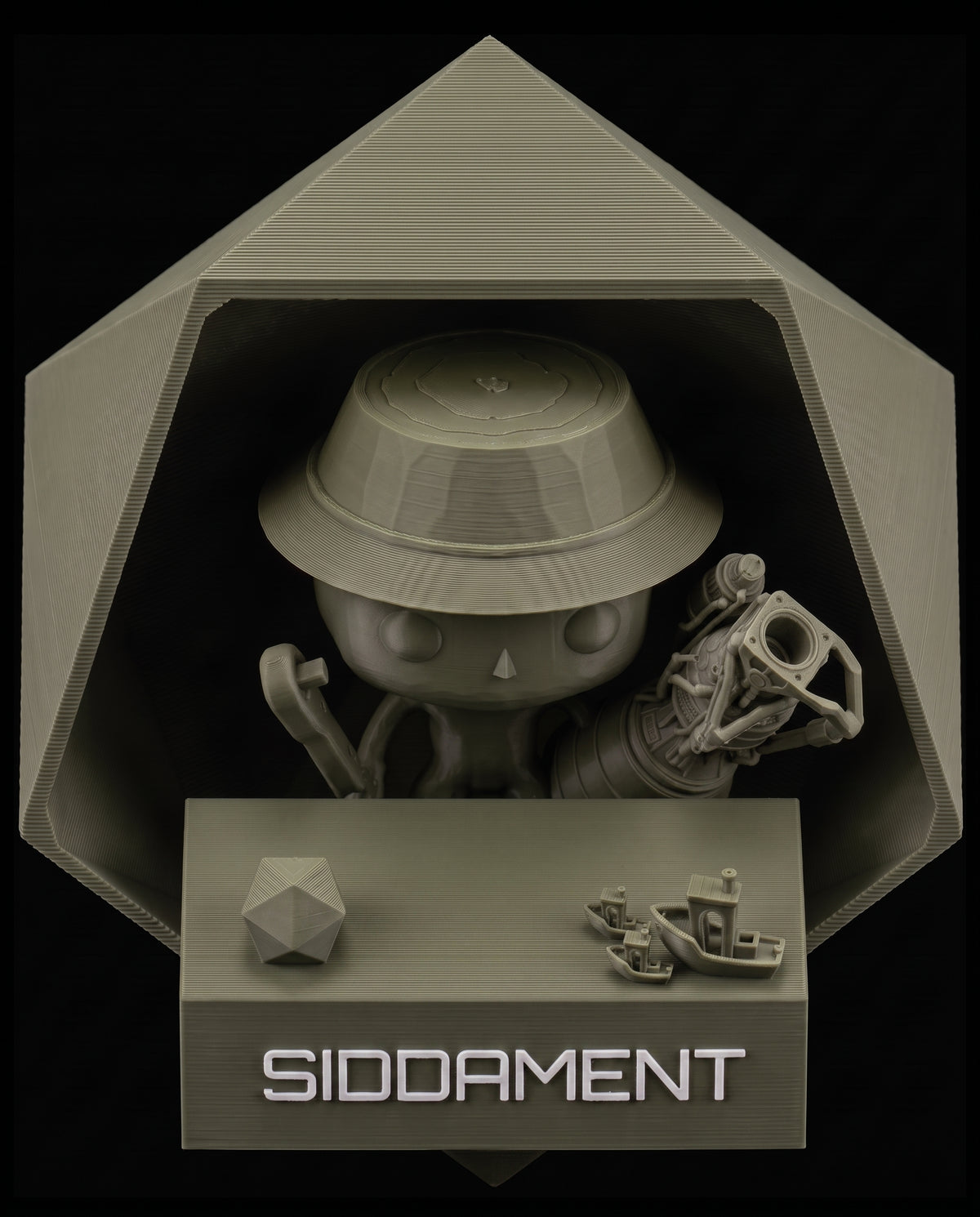 Matte Olive Green PLA V4, printed SIDDAMENT figure