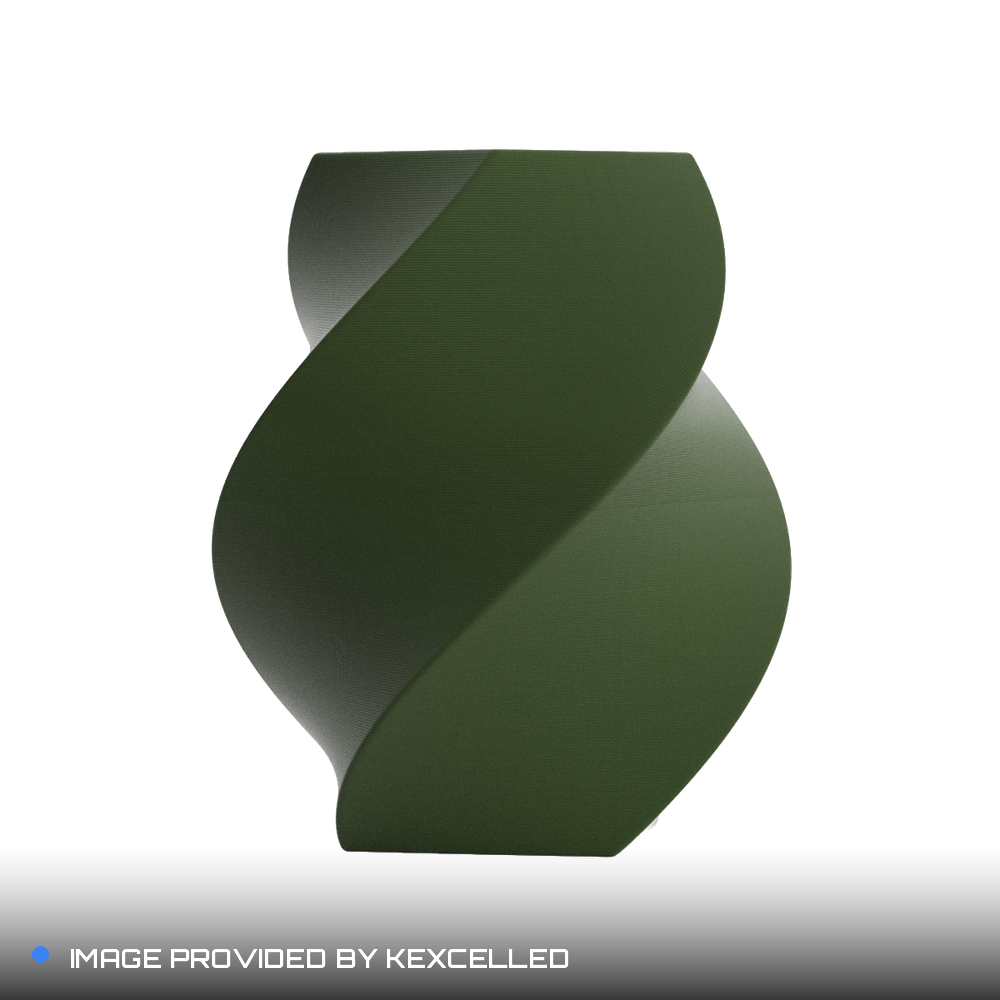 Matte Olive Green PLA V4 printed sample, image provided by Kexcelled