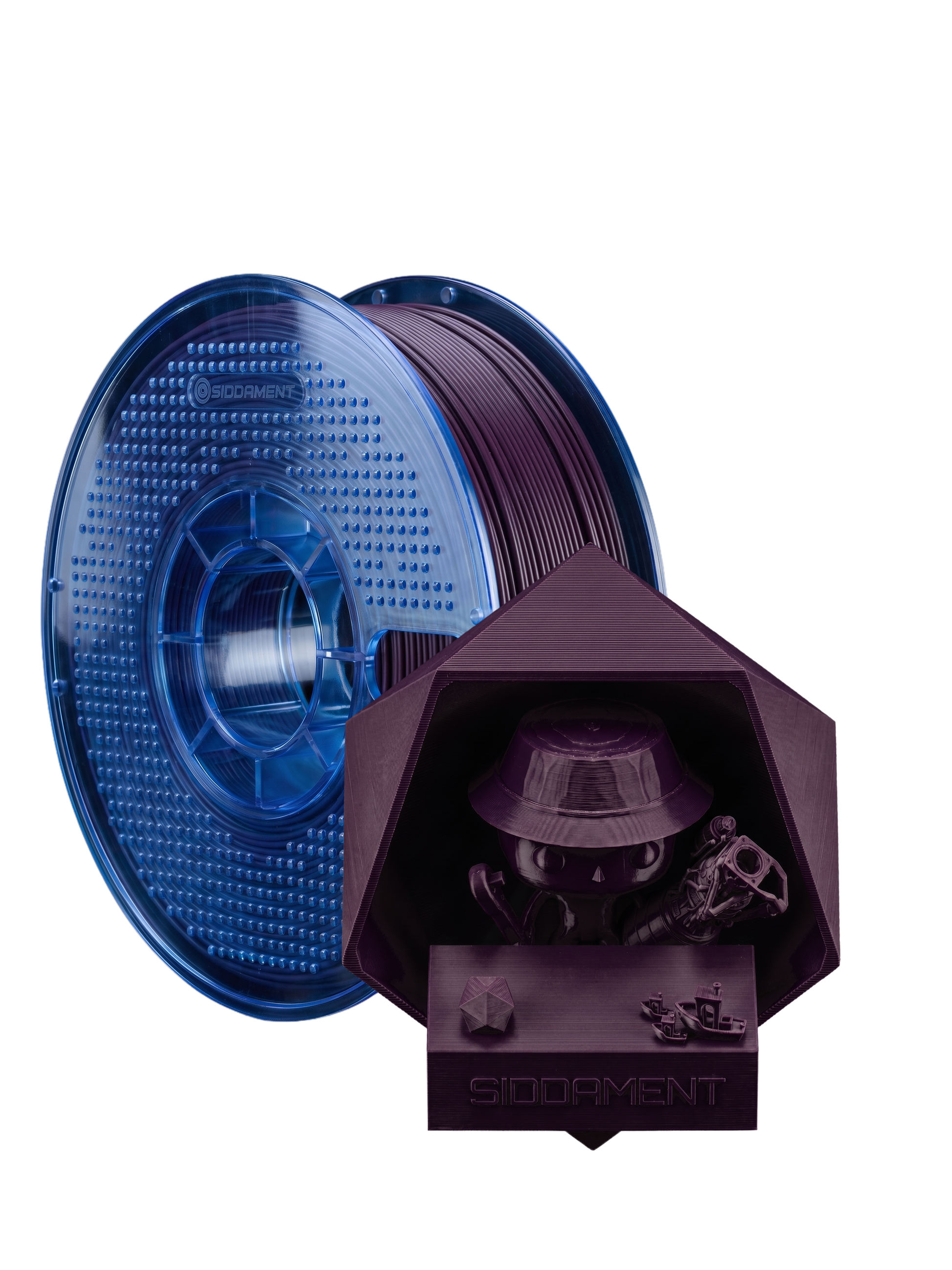 Matte Plum PETG V2 spool with 3D printed parts