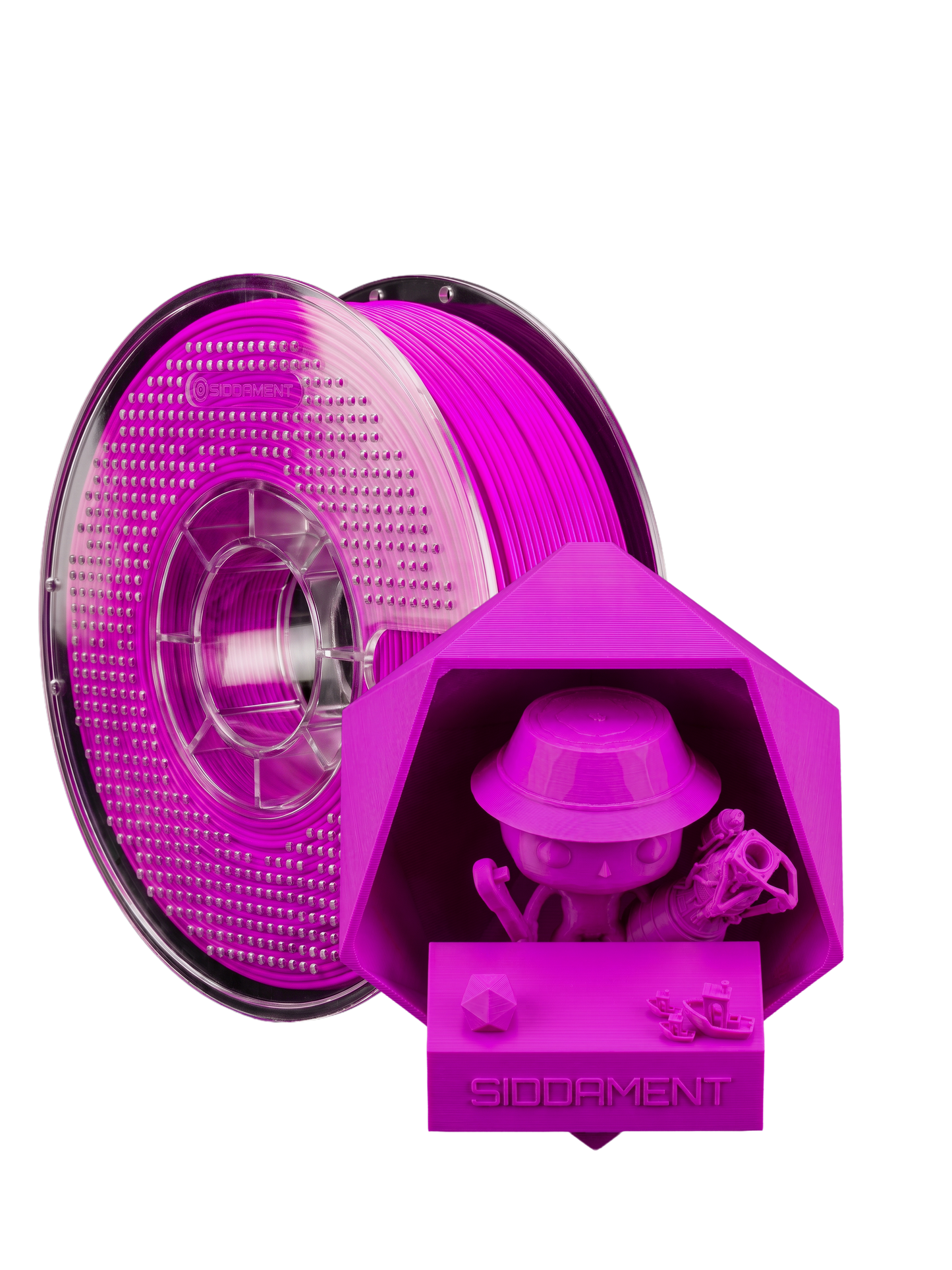 Matte Pure Violet PLA V2 1.75mm 1kg filament and printed parts