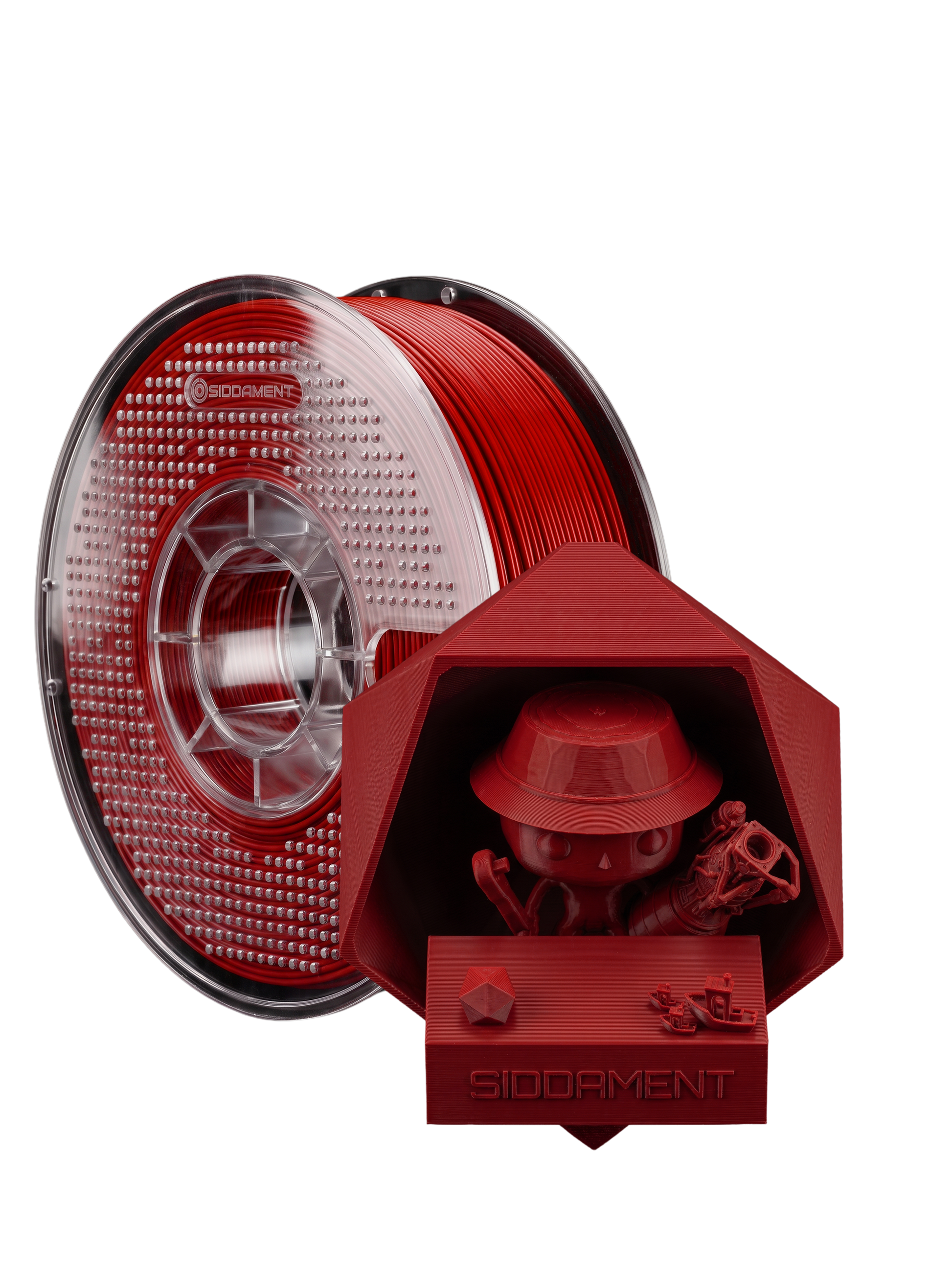 Matte Rally Red ASA V2 1.75mm 1kg filament and printed parts