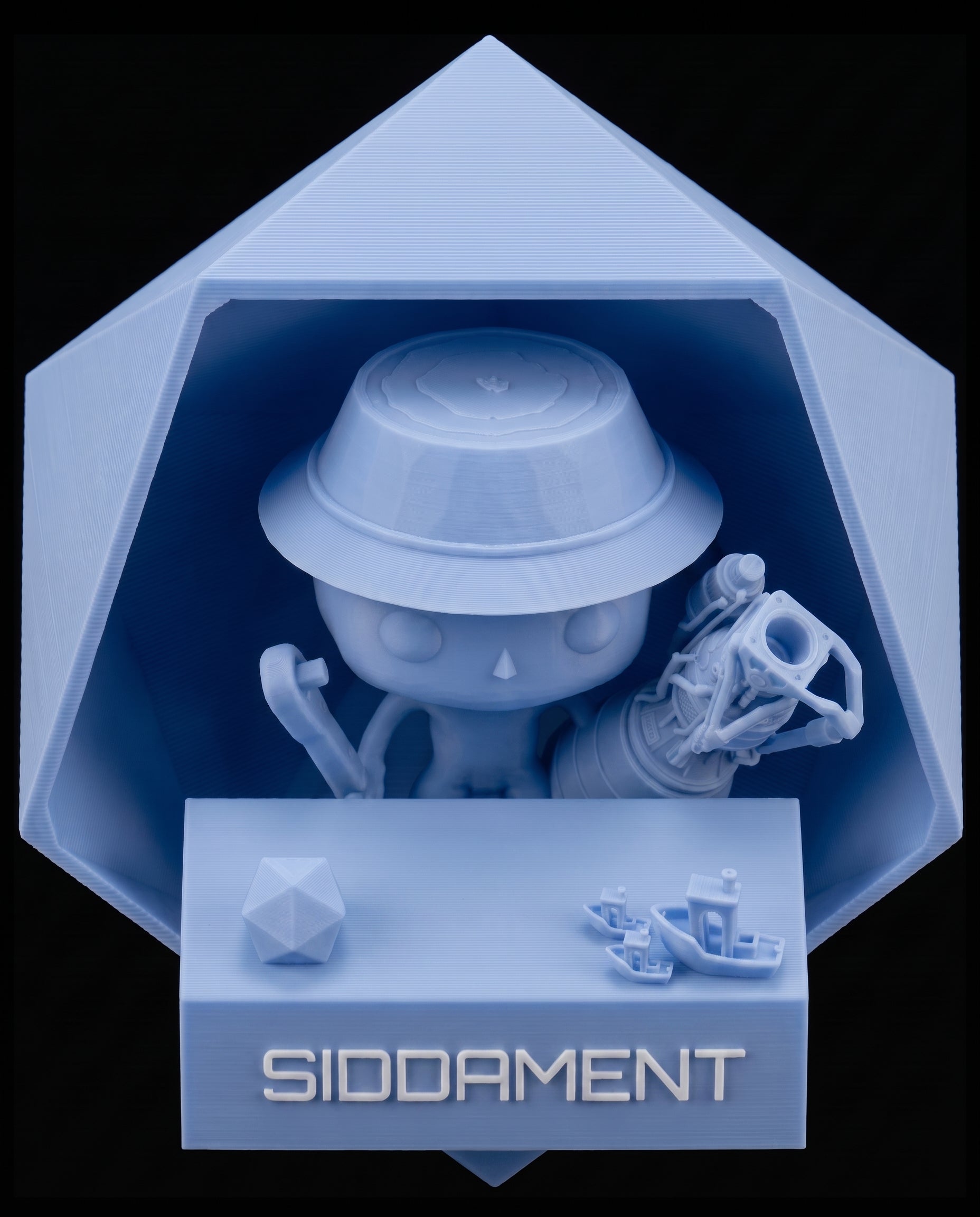Matte Sunny Blue PLA V4, printed SIDDAMENT figure