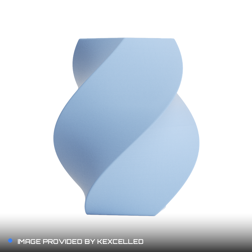 Matte Sunny Blue PLA V4 printed sample, image provided by Kexcelled