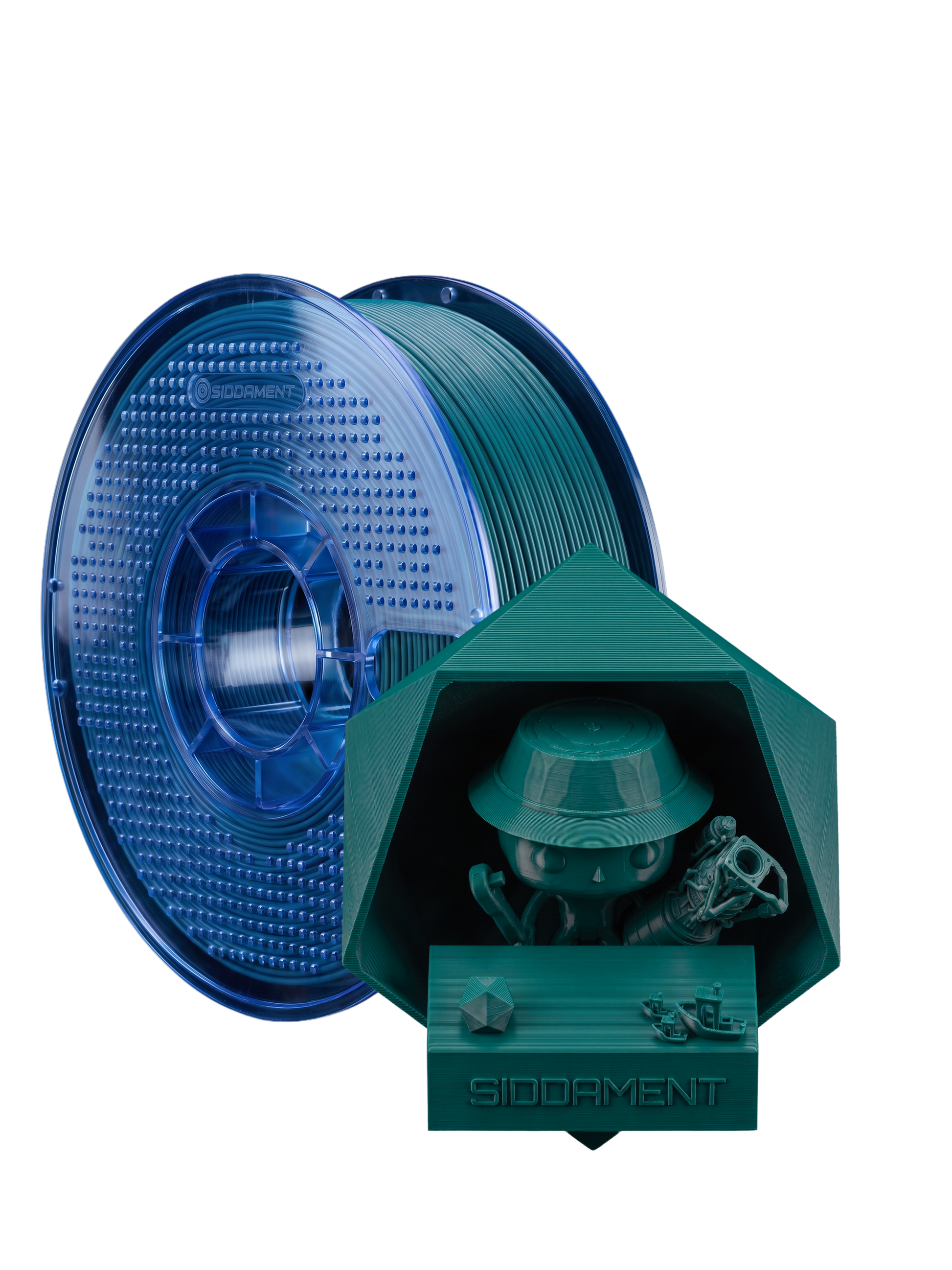 Matte Tool Blue PETG V2 spool with 3D printed parts