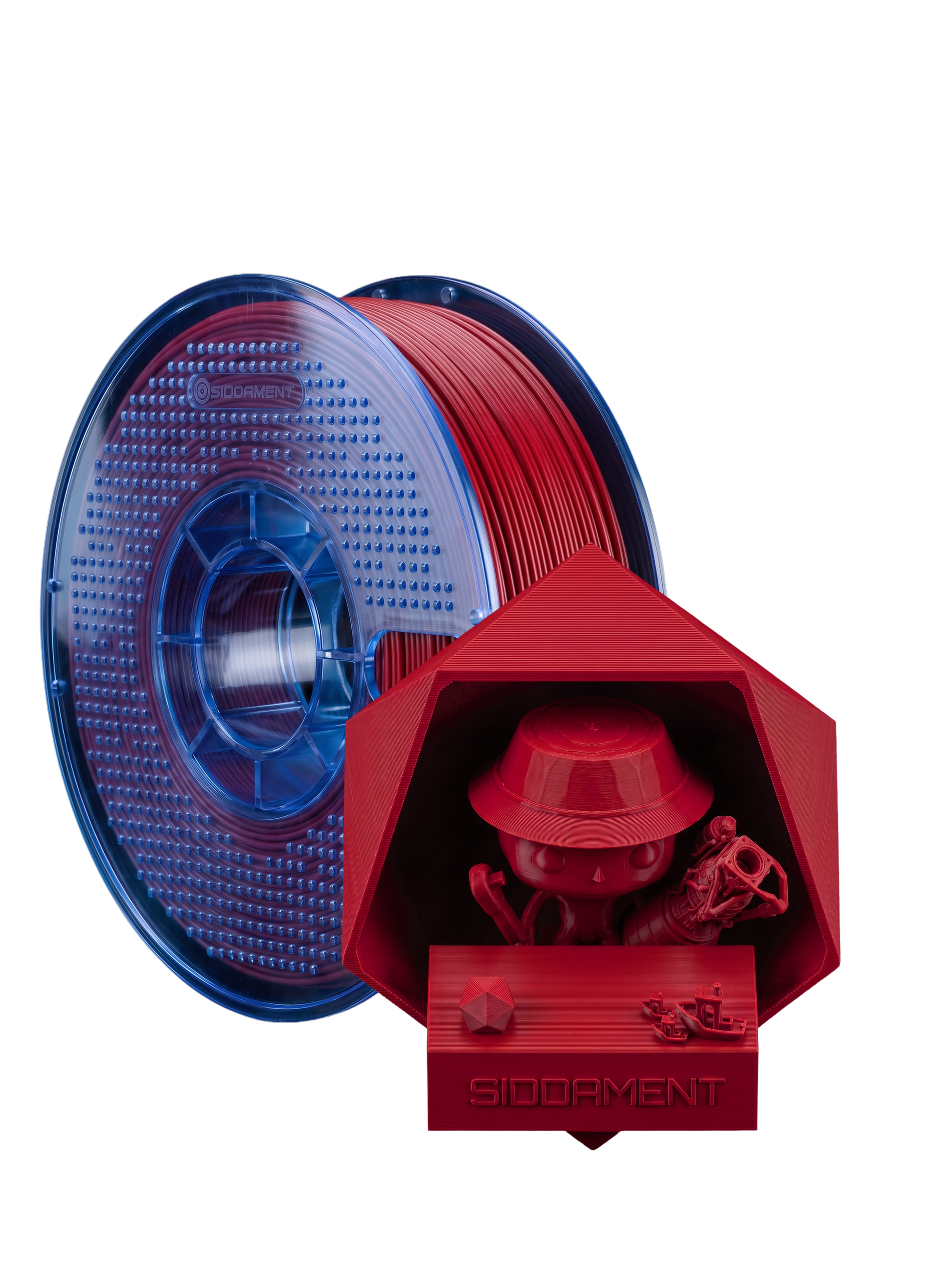 Matte Tool Red PETG V2 spool with 3D printed parts