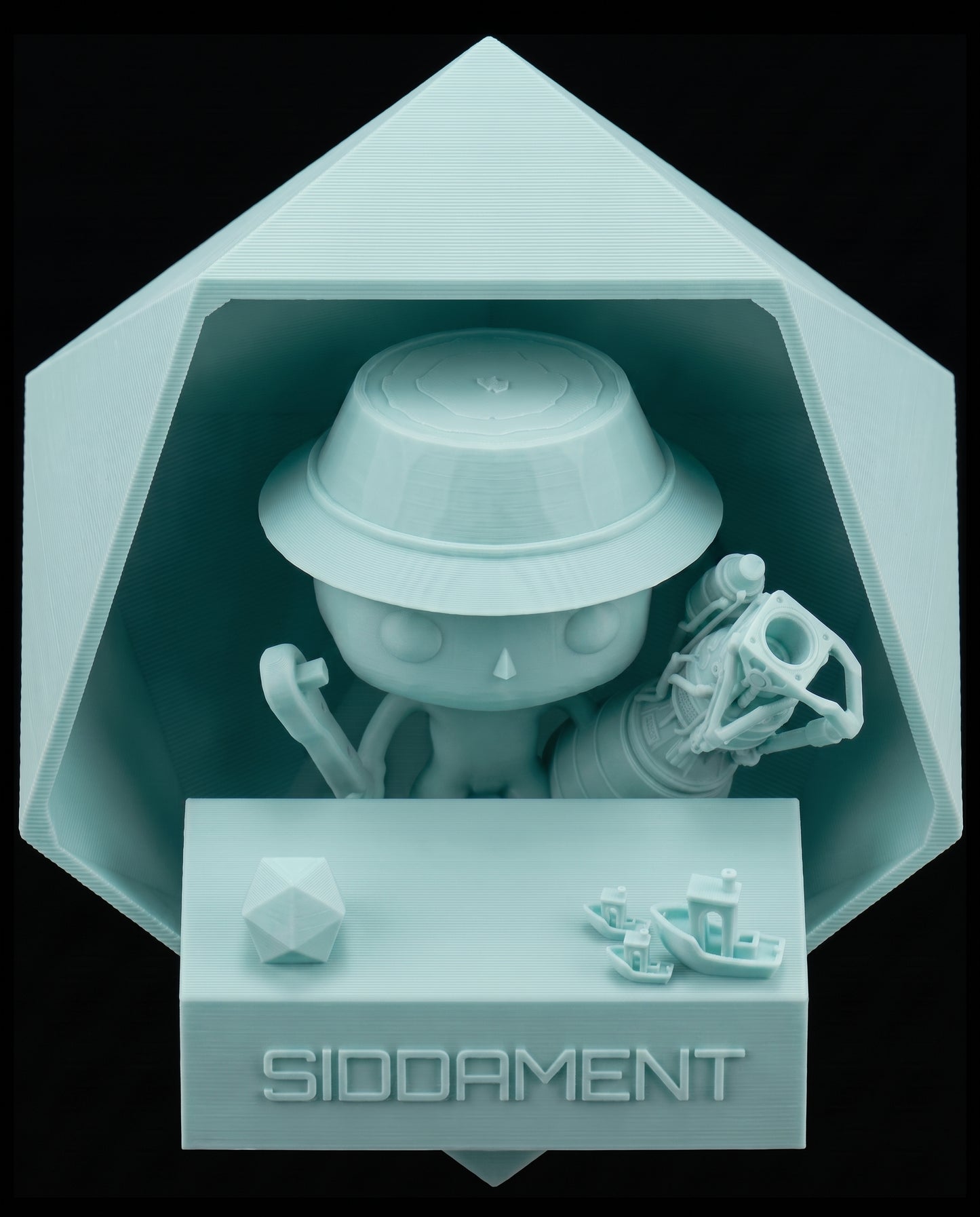 Matte Vivid Cyan PLA V4, printed SIDDAMENT figure