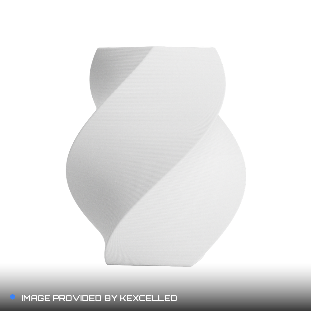Matte White PLA V4 printed sample, image provided by Kexcelled