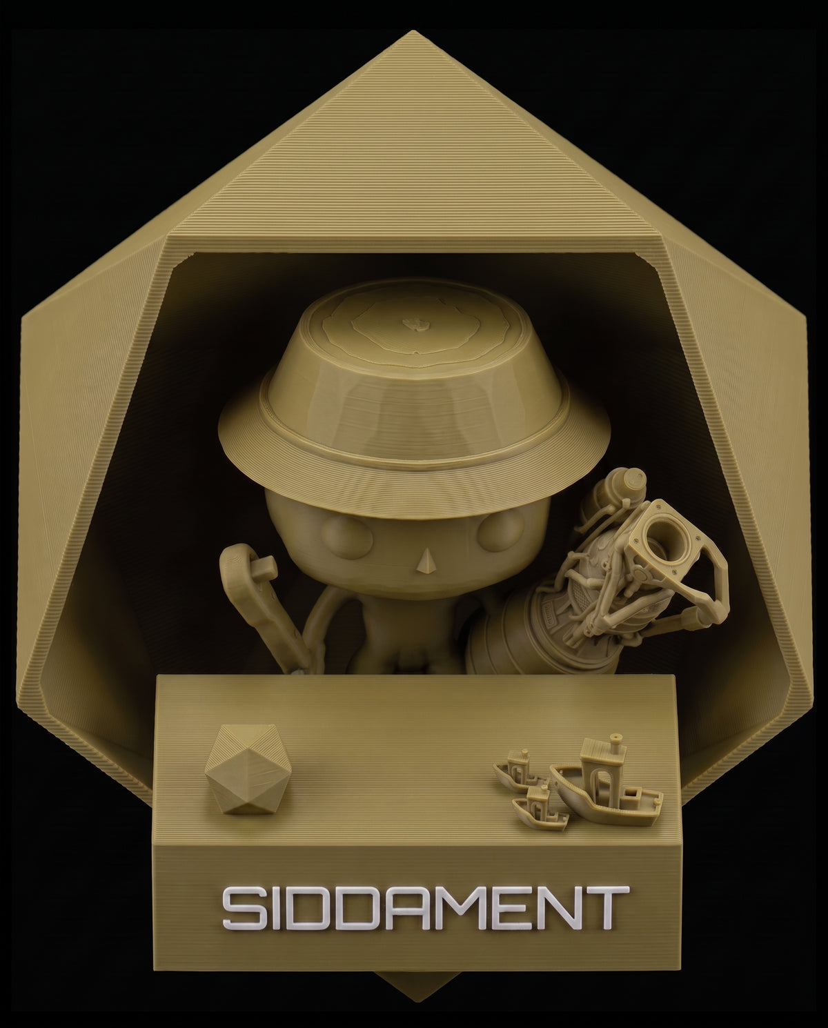 Matte Mustard Green PLA V4, printed SIDDAMENT figure