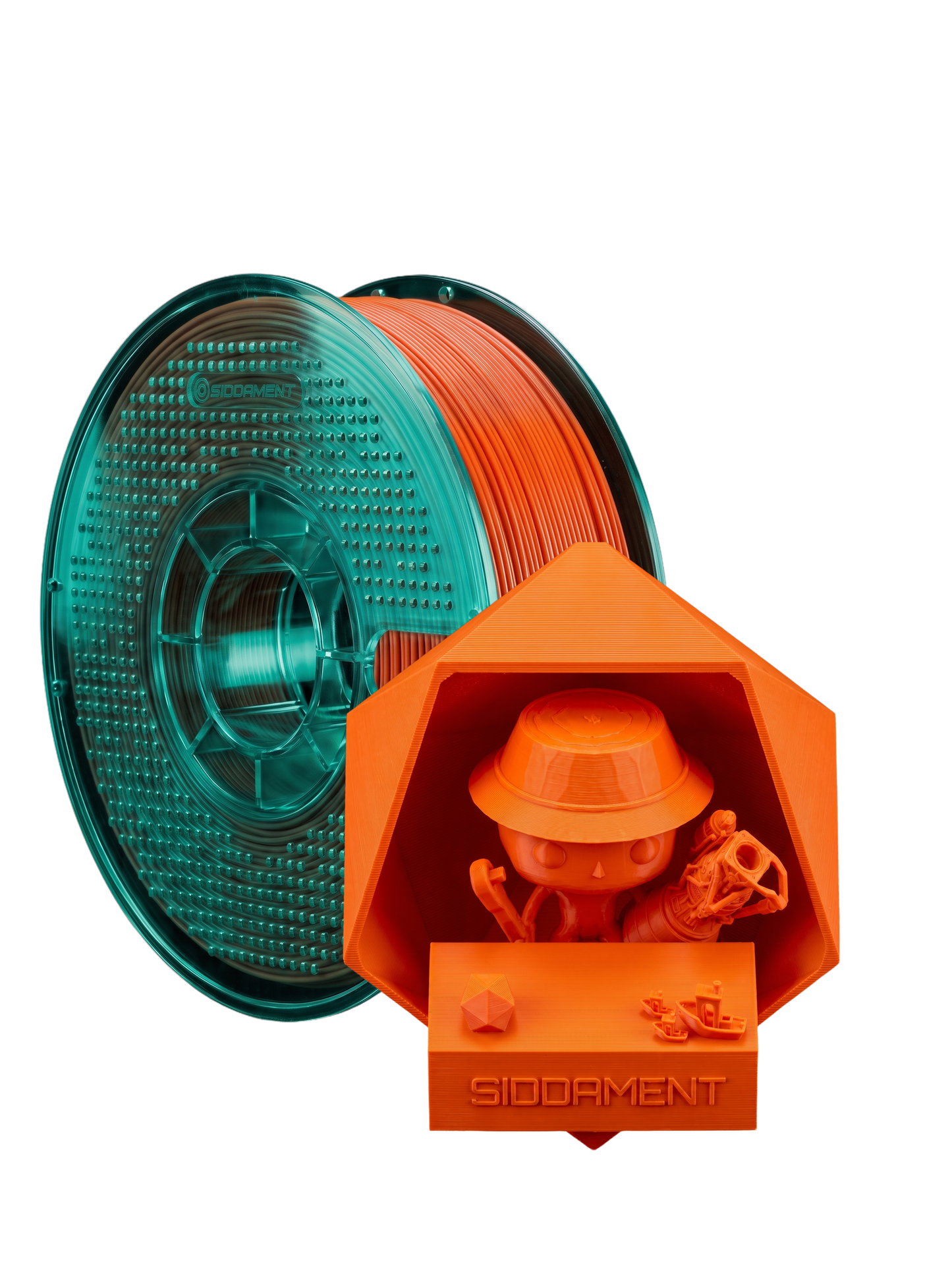 Orange ASA V2 1.75mm 1kg filament and printed parts