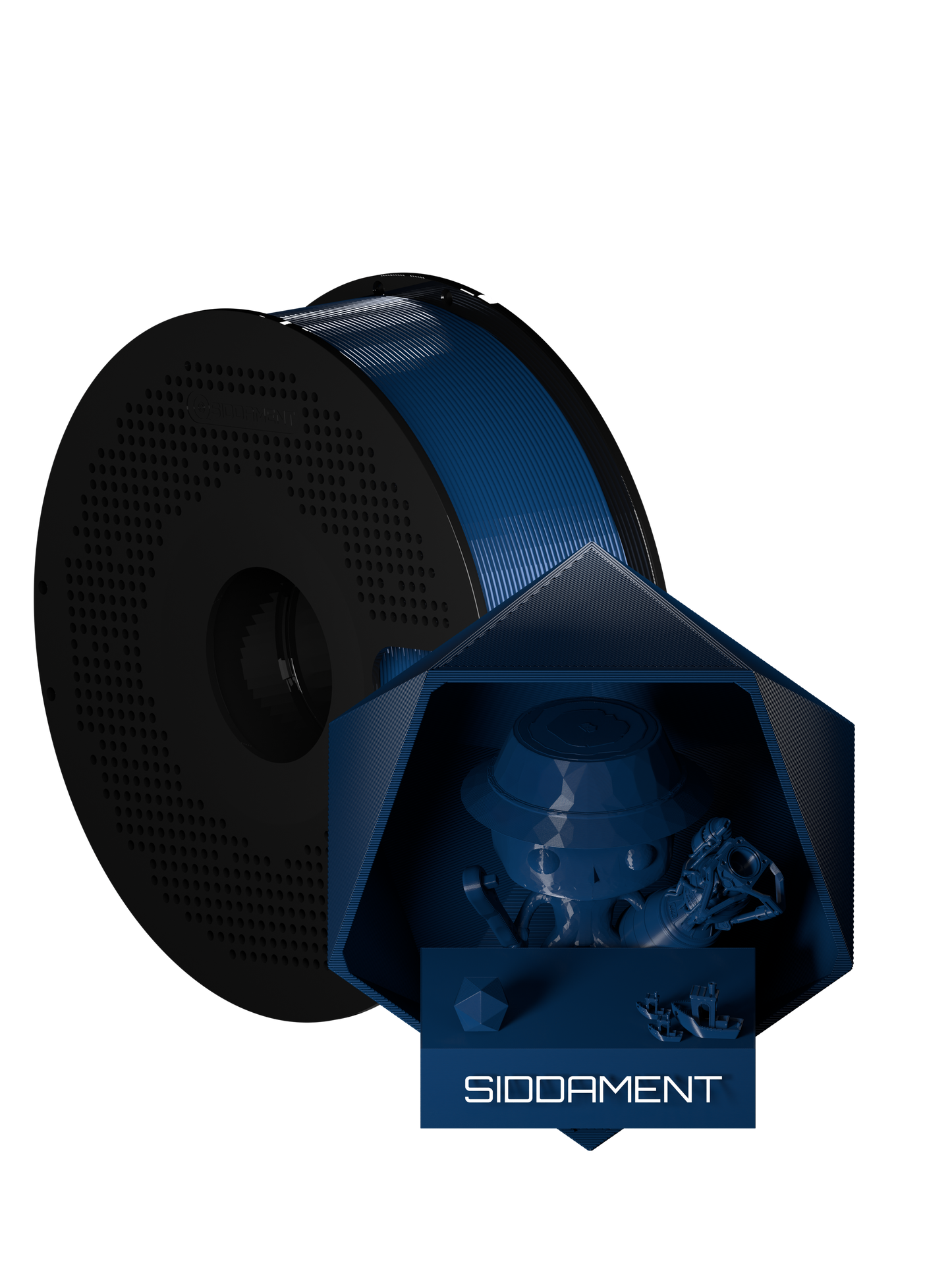 Ox Blue PCTG filament on a black SIDDAMENT spool