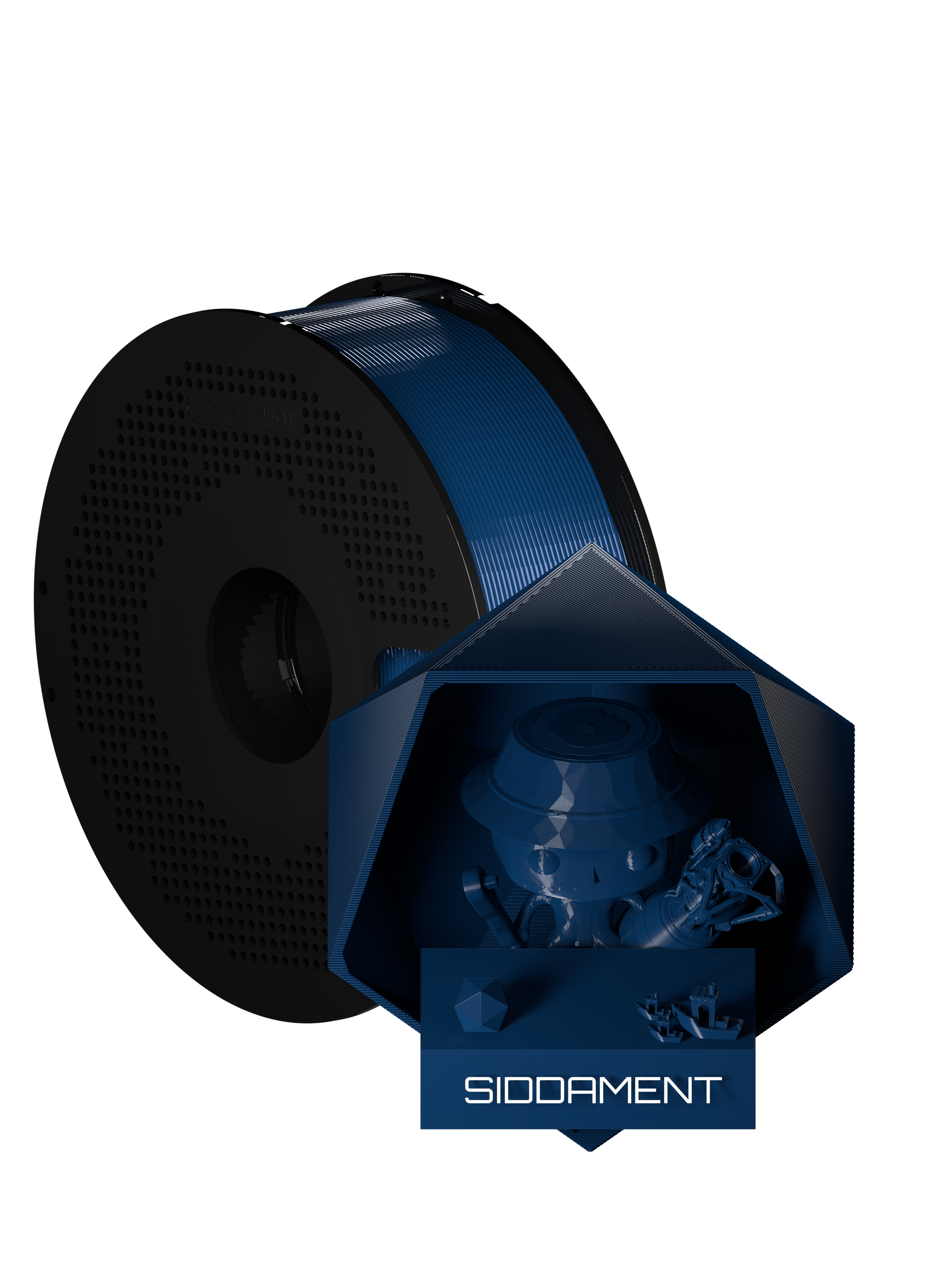 Ox Blue PCTG filament on a black SIDDAMENT spool