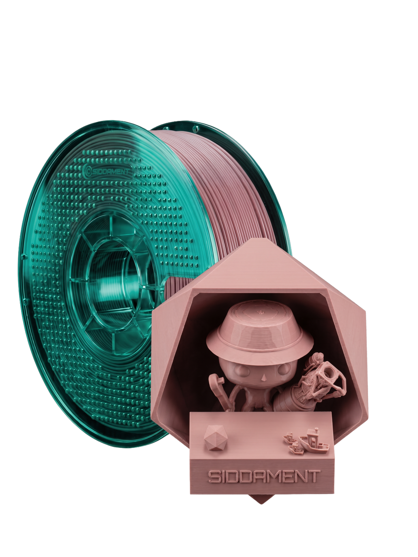 Pink ASA V2 1.75mm 1kg filament and printed parts