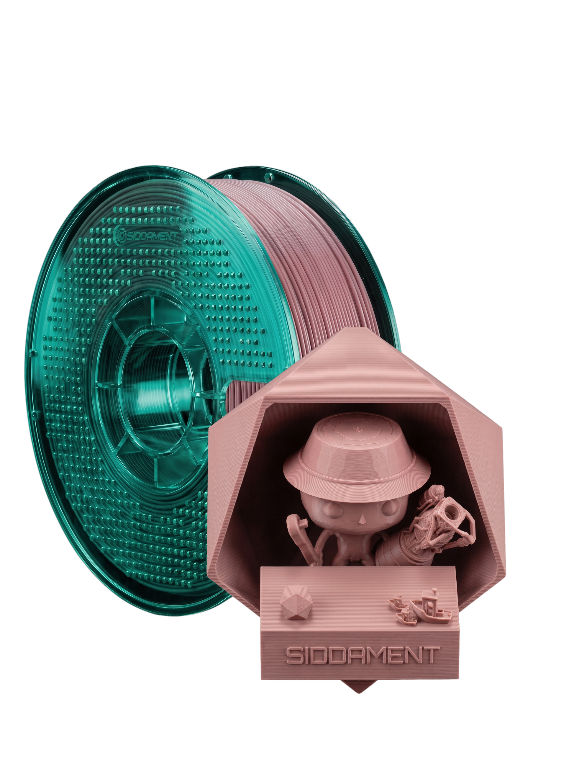 Pink ASA V2 1.75mm 1kg filament and printed parts
