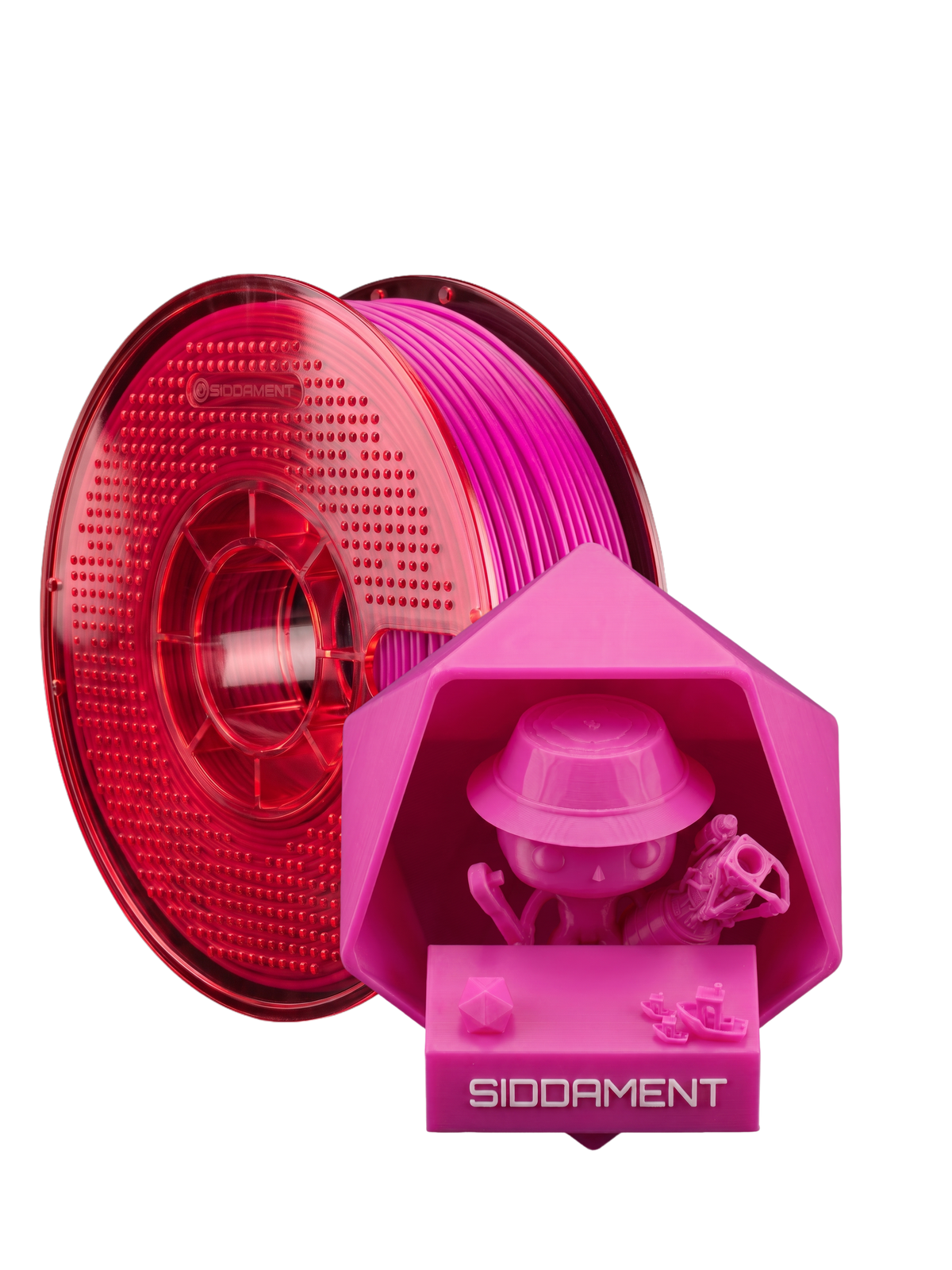 Pink TPU 95A HF on a SIDDAMENT spool with a printed figure