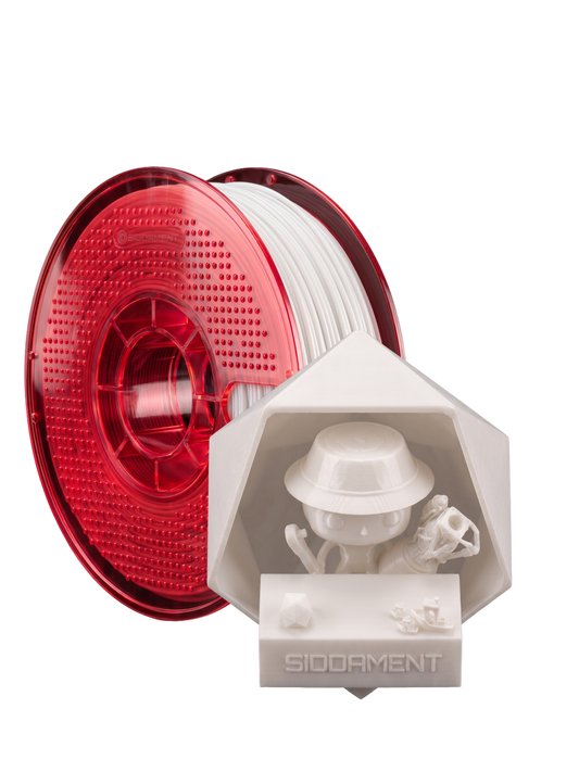 Pure White TPU 70D on a SIDDAMENT spool with a printed figure