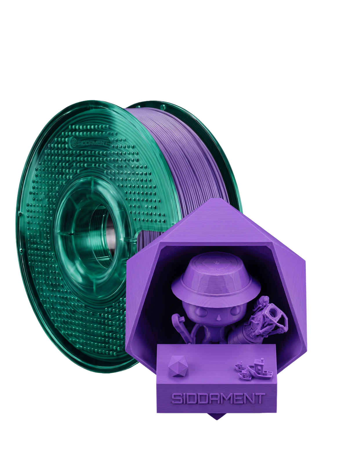 Purple ASA V2 1.75mm 1kg filament and printed parts