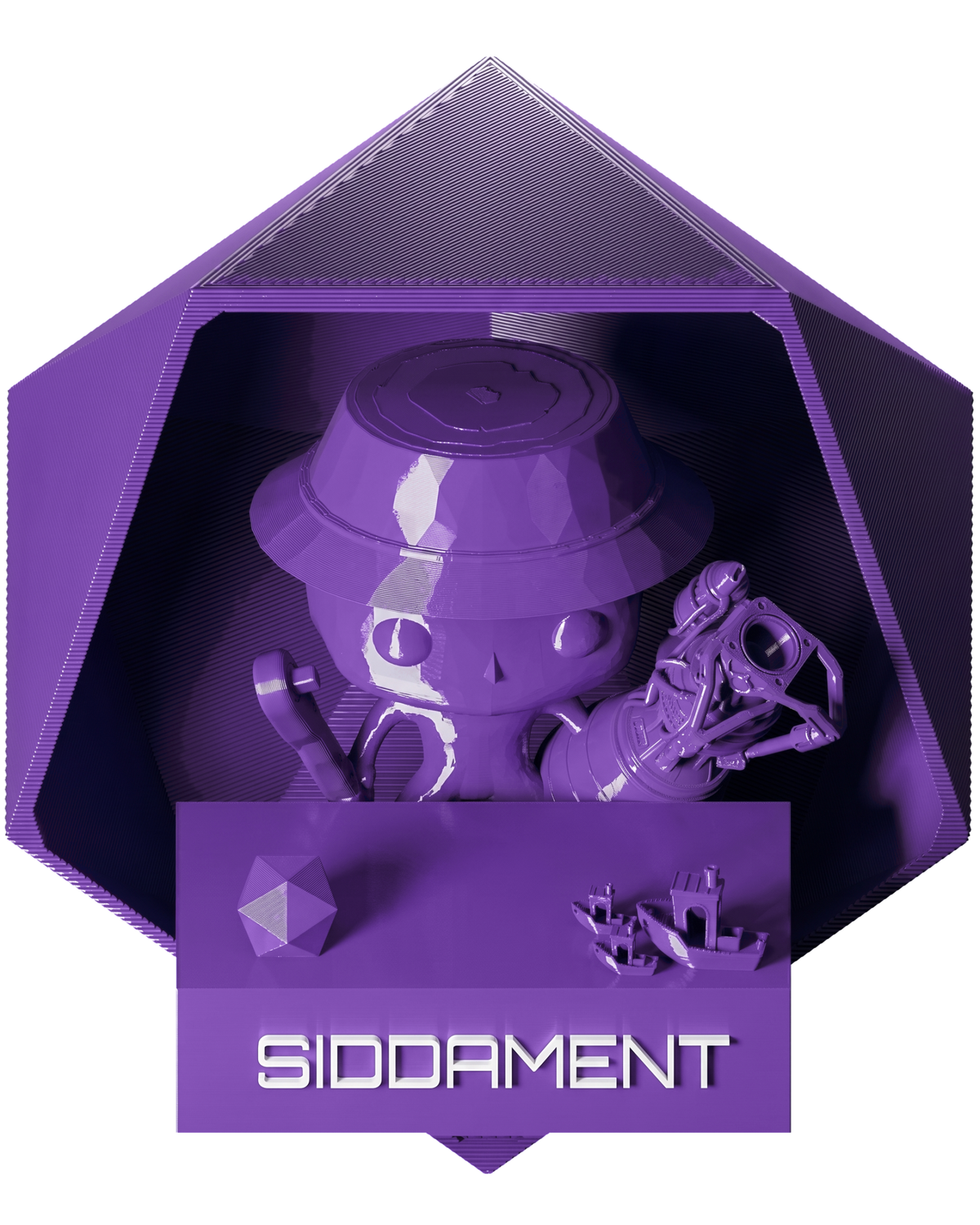 Purple PLA - printed parts, glossy render matched to #5849B4 [shot normal-pla-gloss-2026-10-16]
