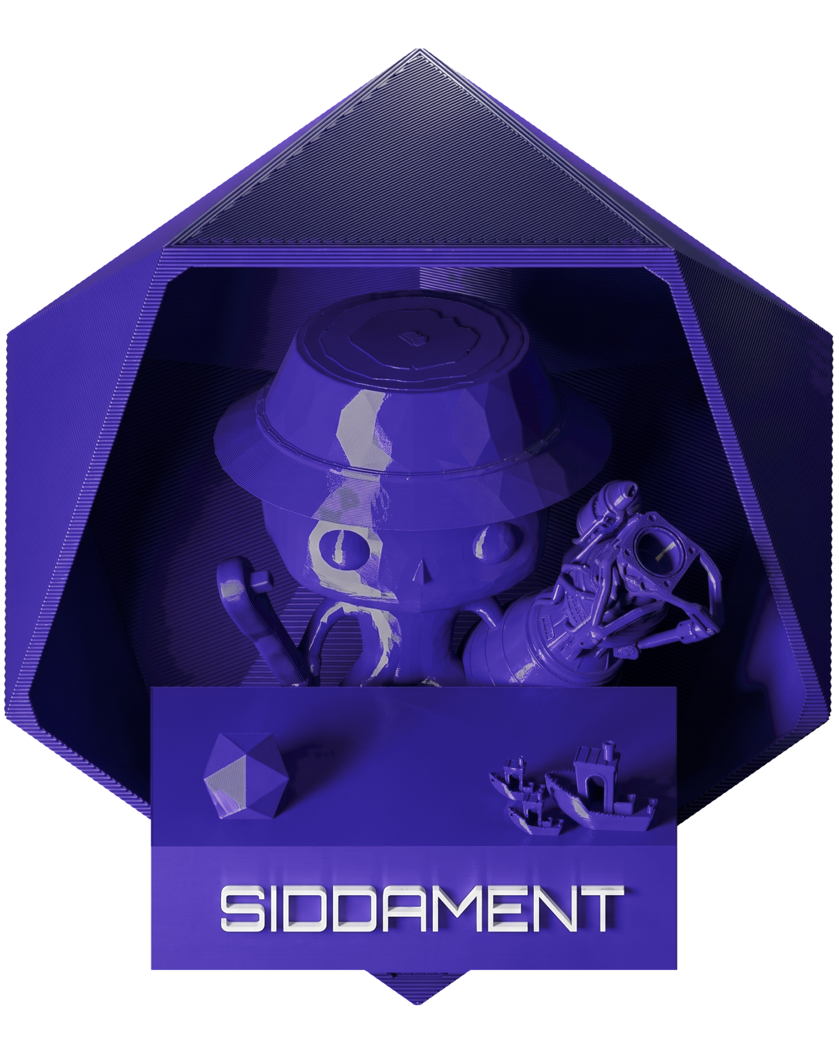 Radiant Violet PLA - printed parts, glossy render matched to #3A35BC [shot normal-pla-gloss-2026-10-16]
