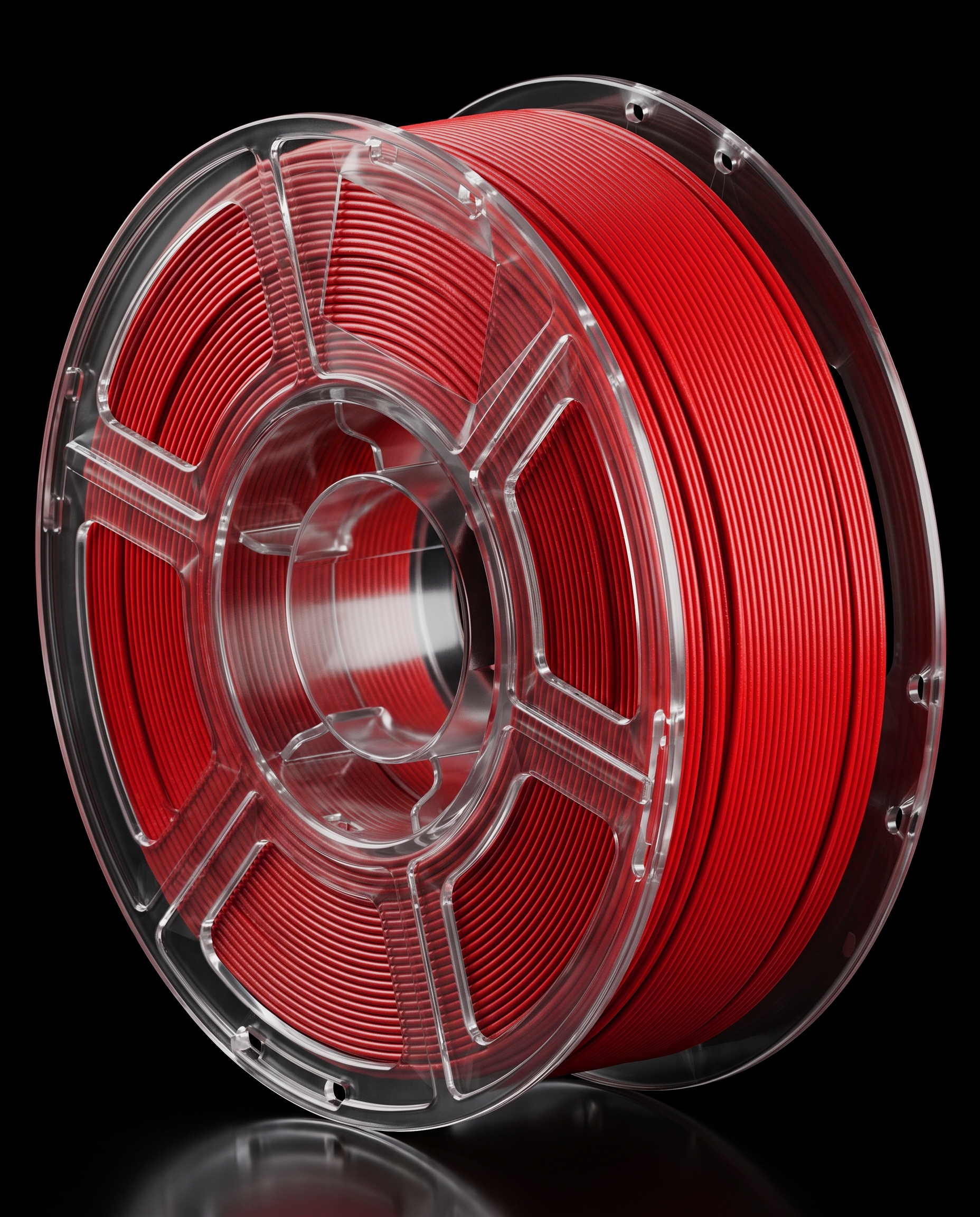 Red ASA glass fibre filament on a clear SIDDAMENT spool