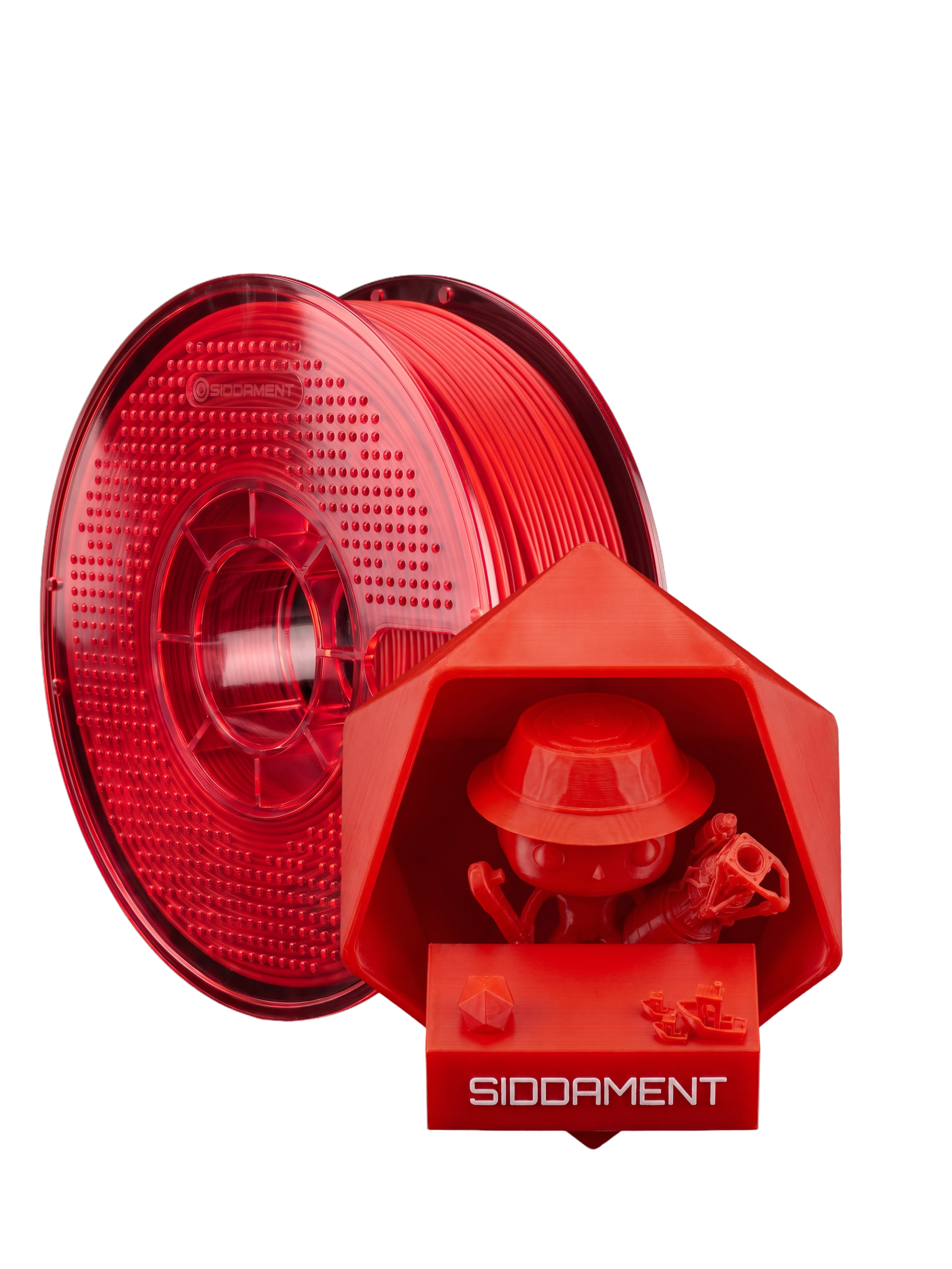 Red TPU 95A HF on a SIDDAMENT spool with a printed figure