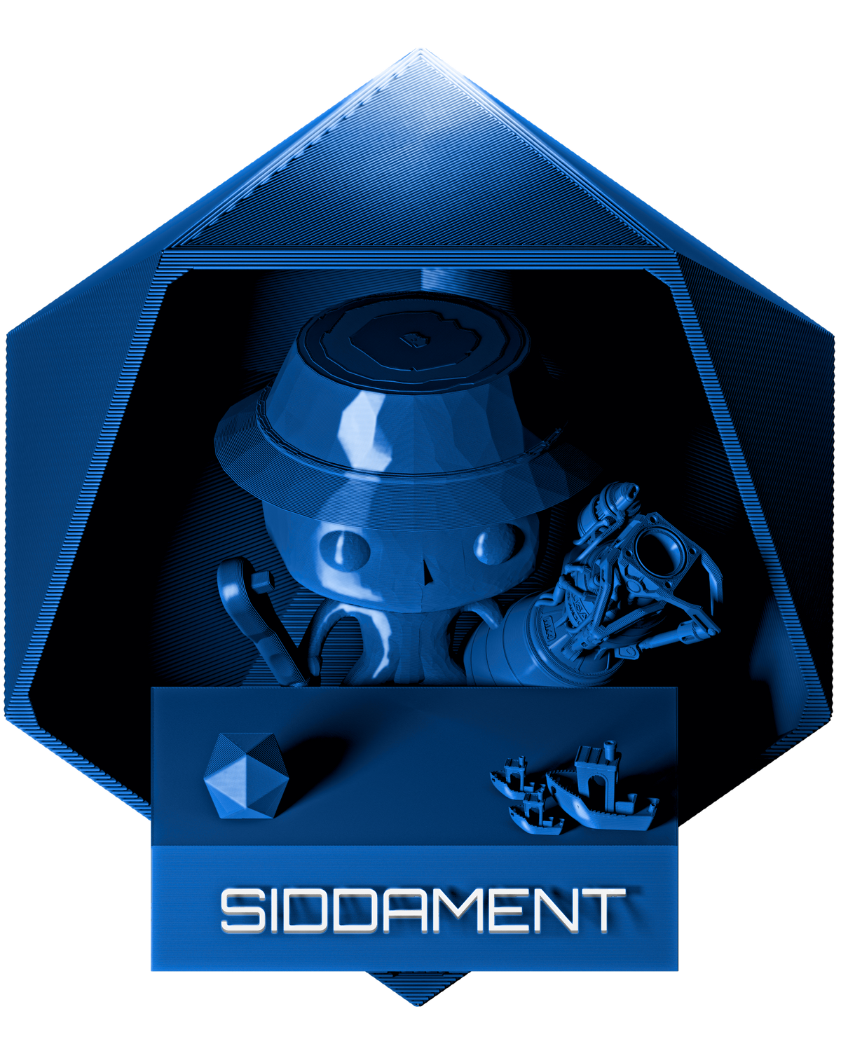 Royal Blue PLA - printed parts, glossy render matched to #0056BC [shot normal-pla-gloss-2026-10-16]