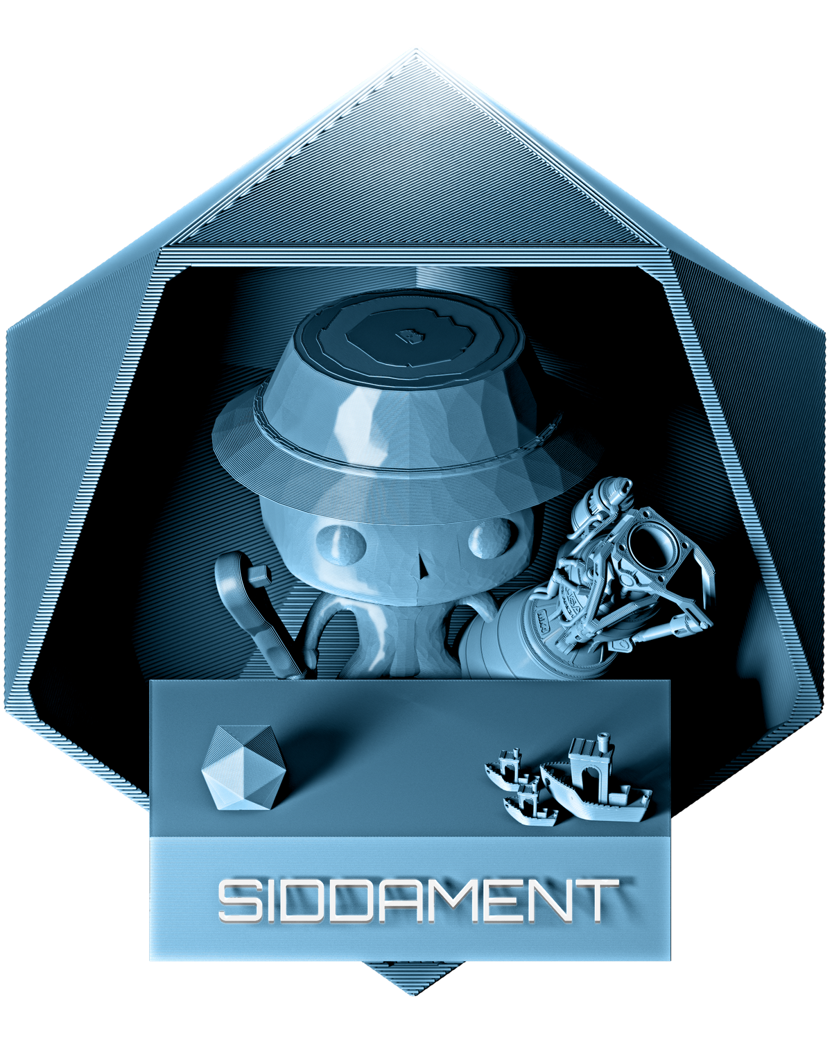 Sky Blue PLA - printed parts, glossy render matched to #7DBBE0 [shot normal-pla-gloss-2026-10-16]