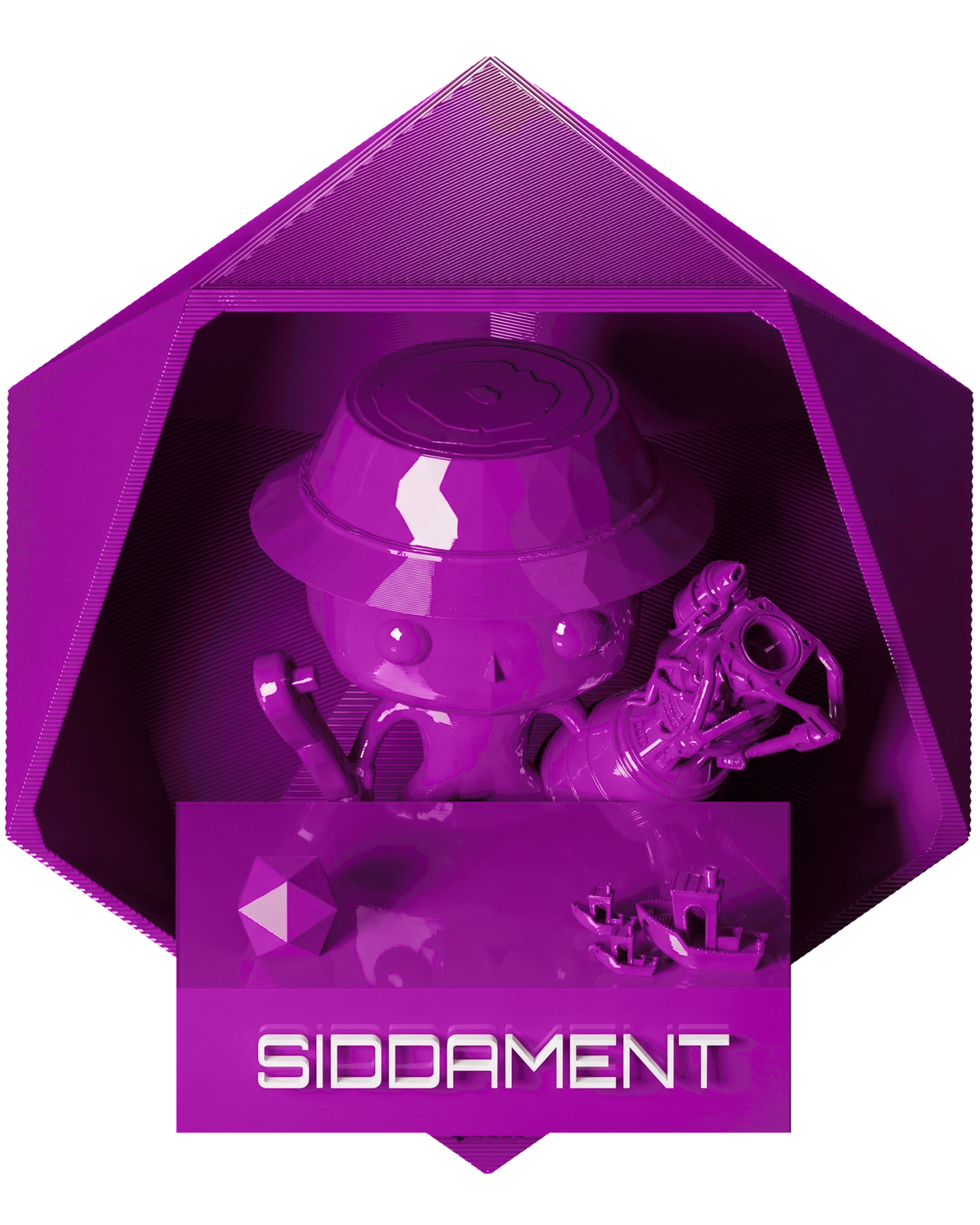 Ultra Purple PLA - printed parts, glossy render matched to #AB1BA9 [shot normal-pla-gloss-2026-10-16]