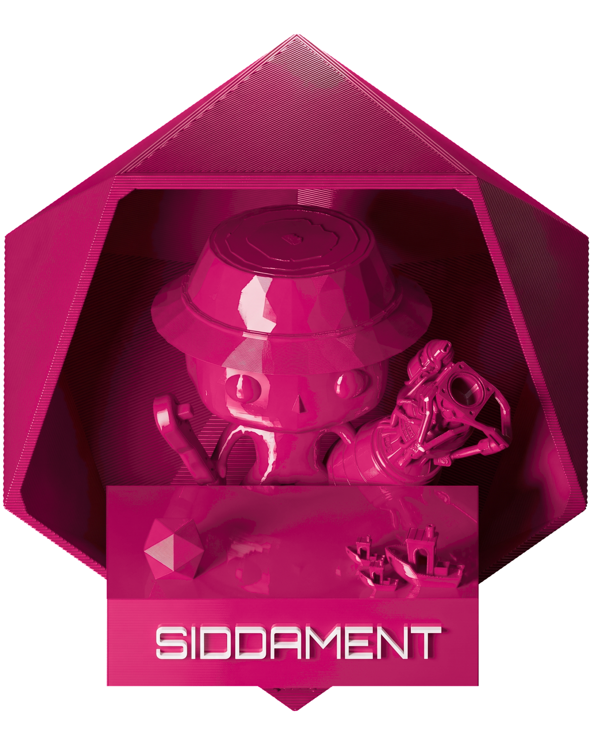 Vivid Magenta PLA - printed parts, glossy render matched to #C80865 [shot normal-pla-gloss-2026-10-16]