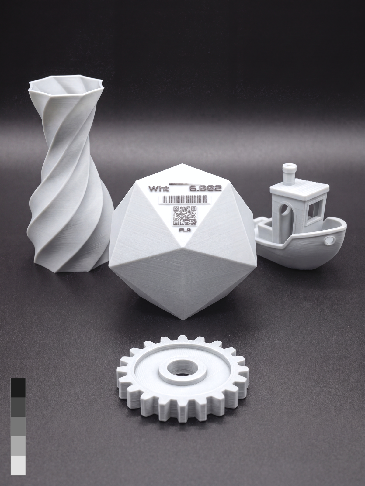 White PLA - real print, staged, matched to Nix #d8dfe0 [shot de79df4f]