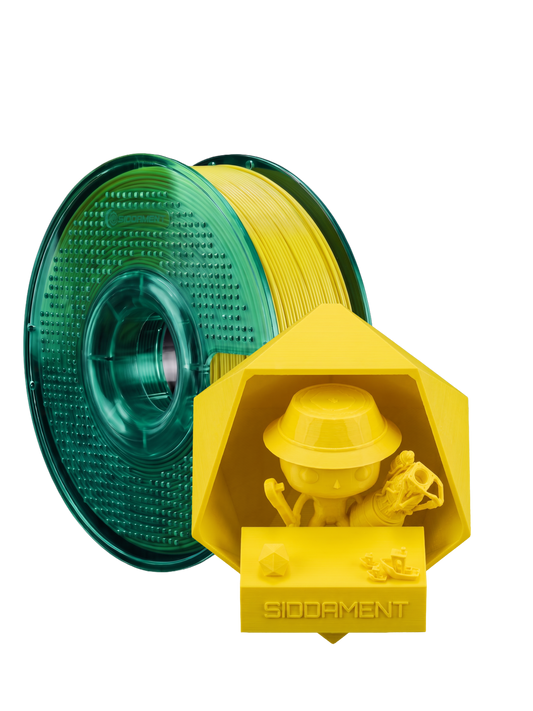 Yellow ASA V2 1.75mm 1kg filament and printed parts